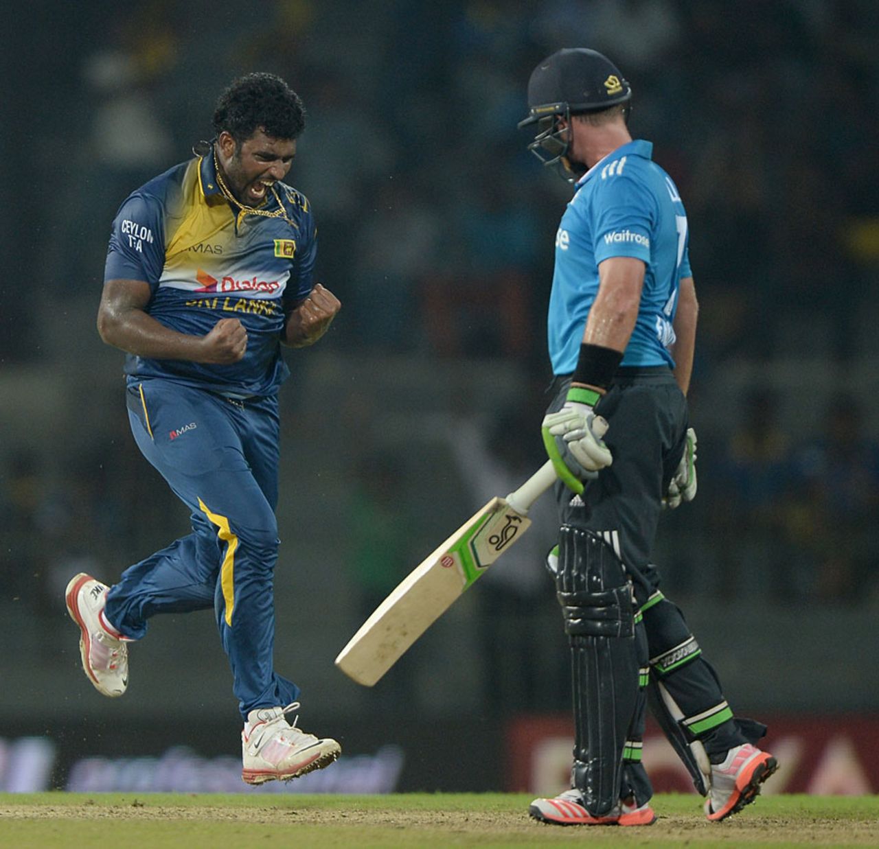 Thisara Perera had Ian Bell caught at slip, Sri Lanka v England, 1st ODI, Colombo, November 26, 2014