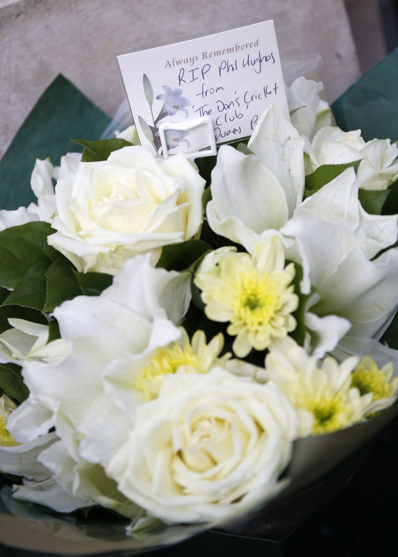 Floral tributes to Phillip Hughes, Lord's, November 27, 2014