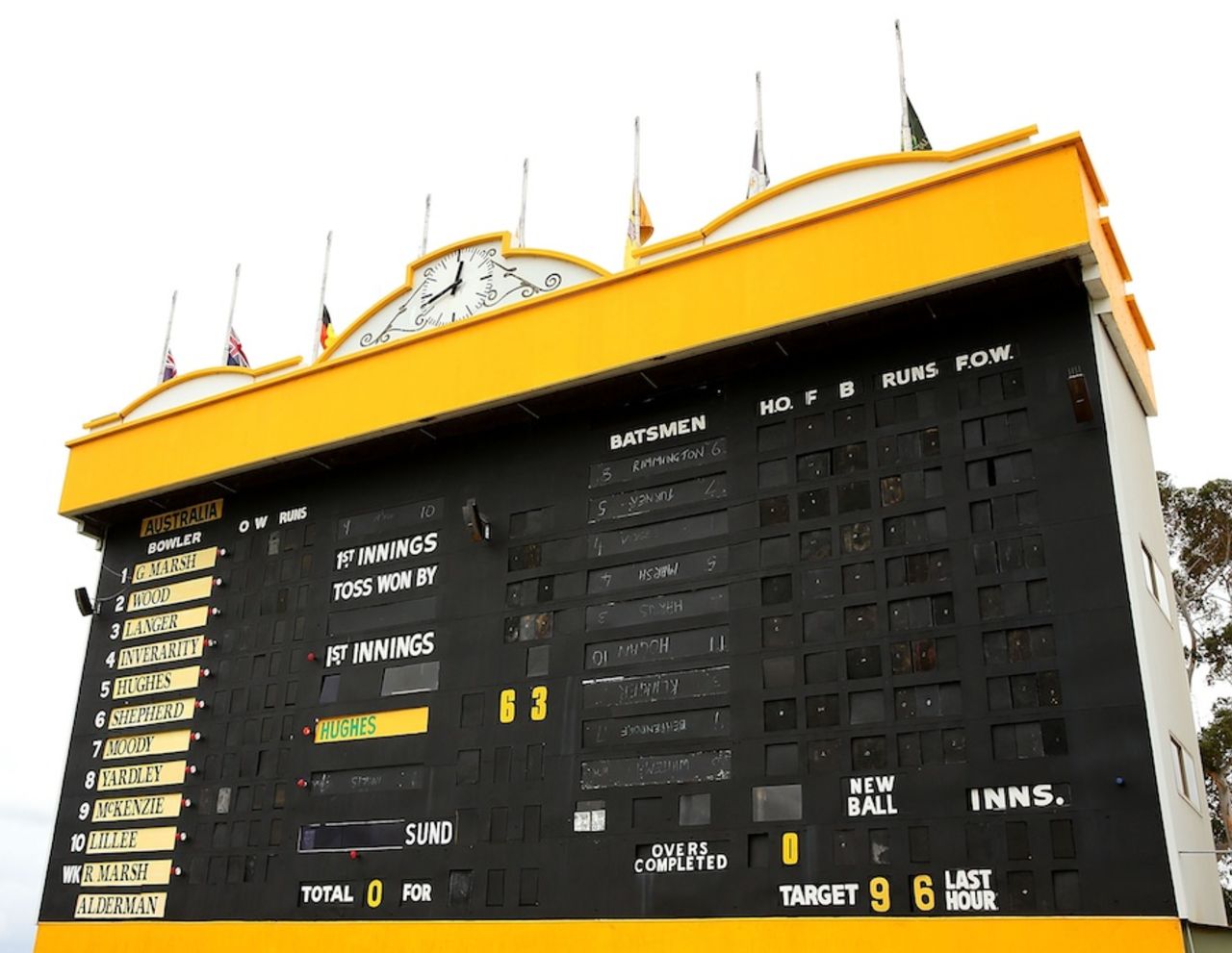 A tribute to Phillip Hughes on the WACA scoreboard, Perth, November 28, 2014