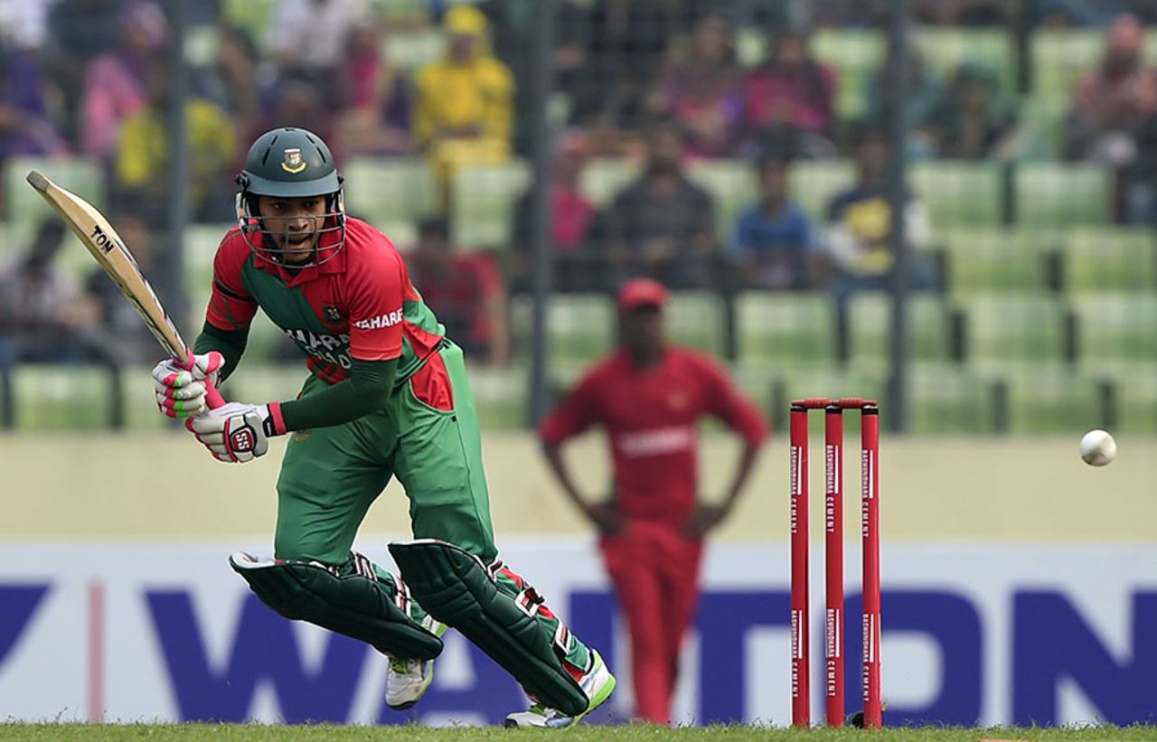 Mushfiqur Rahim clips the ball into the leg side, Bangladesh v Zimbabwe, 4th ODI, Mirpur, November 28, 2014
