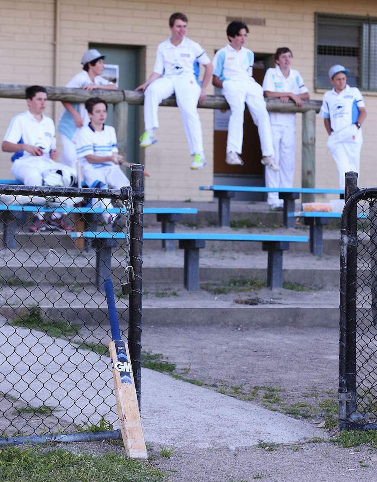 A bat placed in tribute to Phillip Hughes during a game in Langwarrin, Melbourne, November 28, 2014
