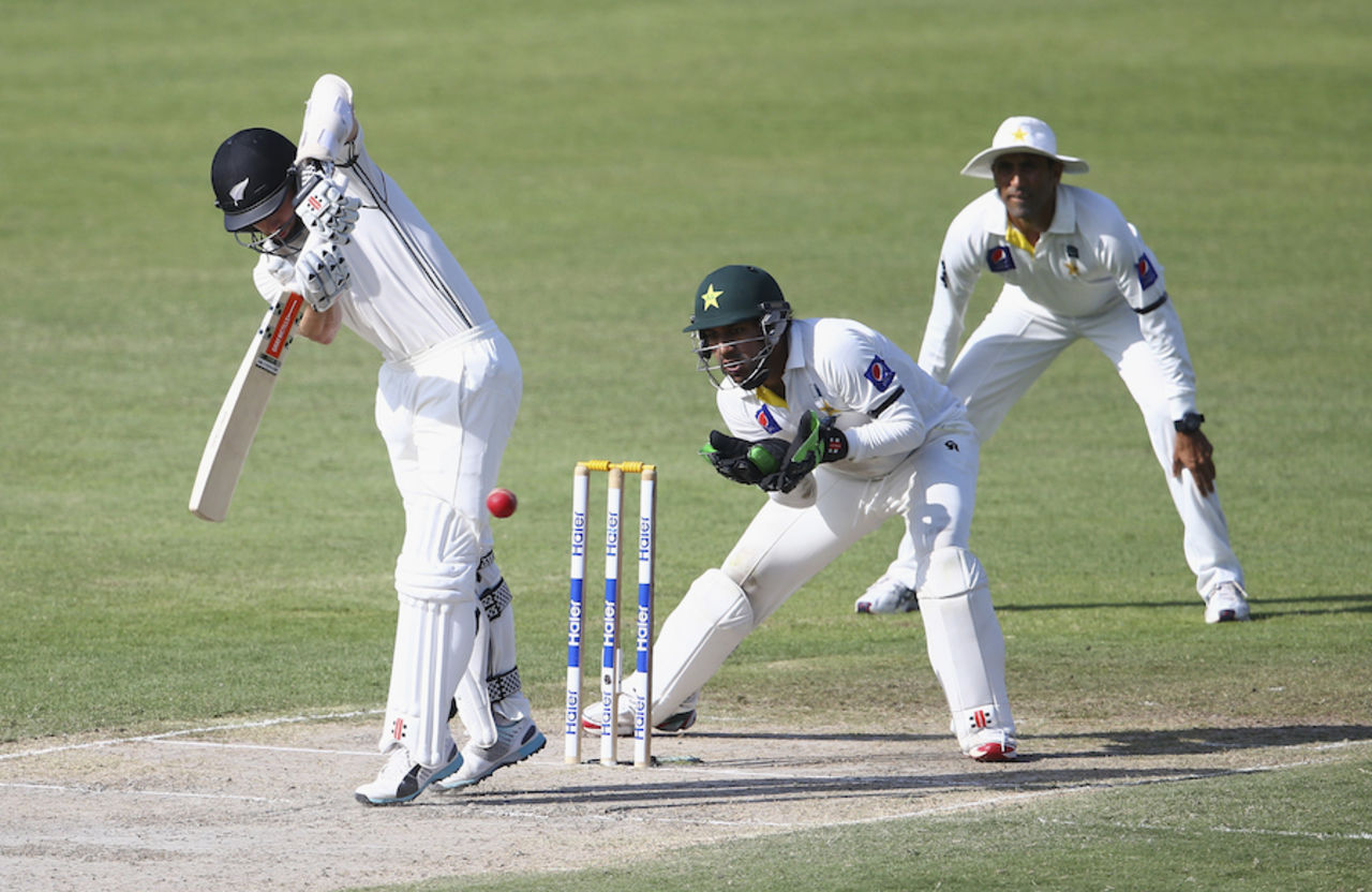 Kane Williamson works the ball on the leg side, Pakistan v New Zealand, 3rd Test, Sharjah, 2nd day, November 28, 2014
