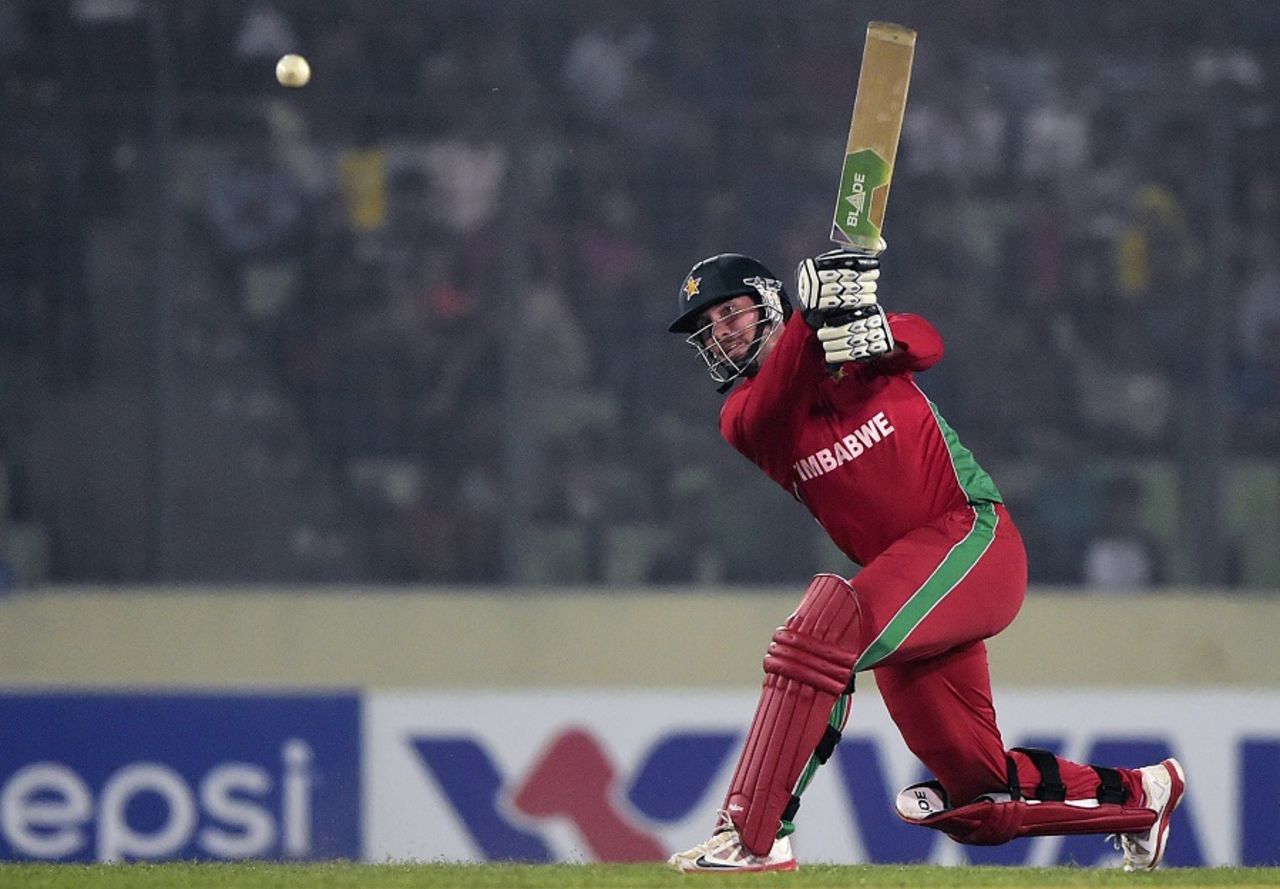 Brendan Taylor lofts the ball, Bangladesh v Zimbabwe, 4th ODI, Mirpur, November 28, 2014