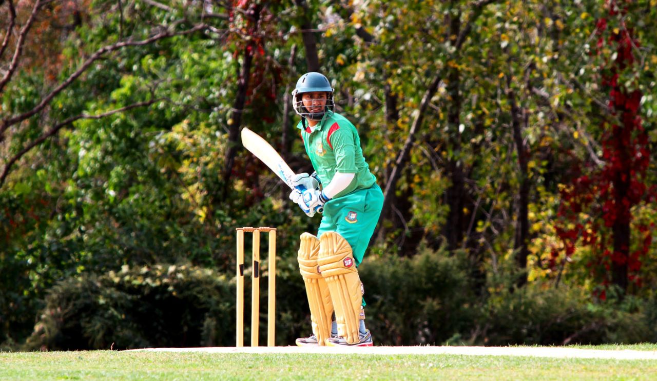 Mohammad Ashraful bats in a club game in Idlewild Park, Queens, New York
