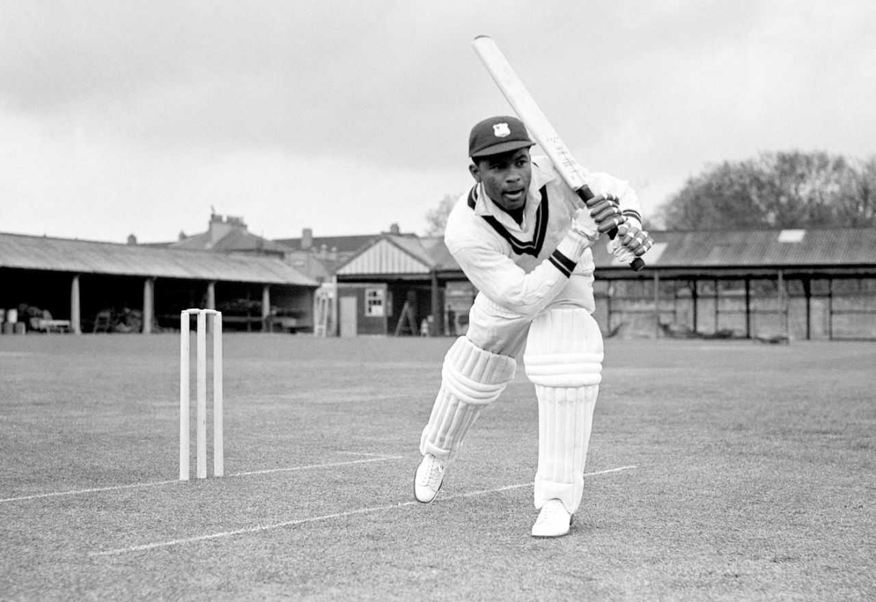 Collie Smith poses in his follow-through, Lord's, April 18, 1957