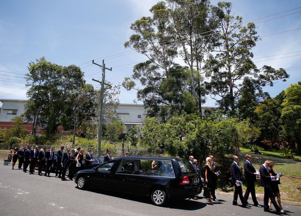 The Australia Test team arrive for Phillip Hughes' funeral service, Macksville, December 3, 2014