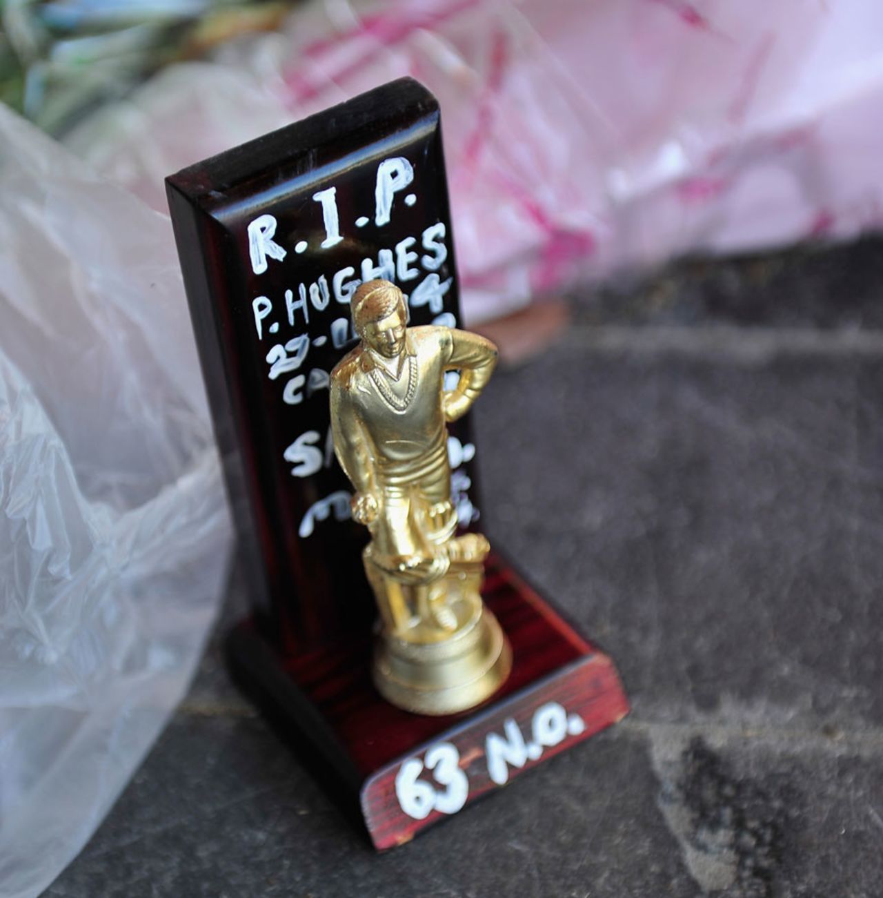 Memorabilia at the Adelaide Oval before Phillip Hughes funeral service in Macksville, Adelaide, December 3, 2014