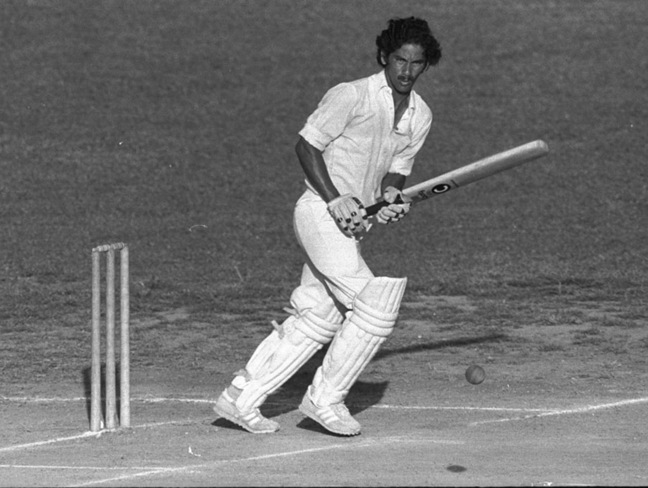 Larry Gomes targets the leg side, Trinidad, February 1, 1981