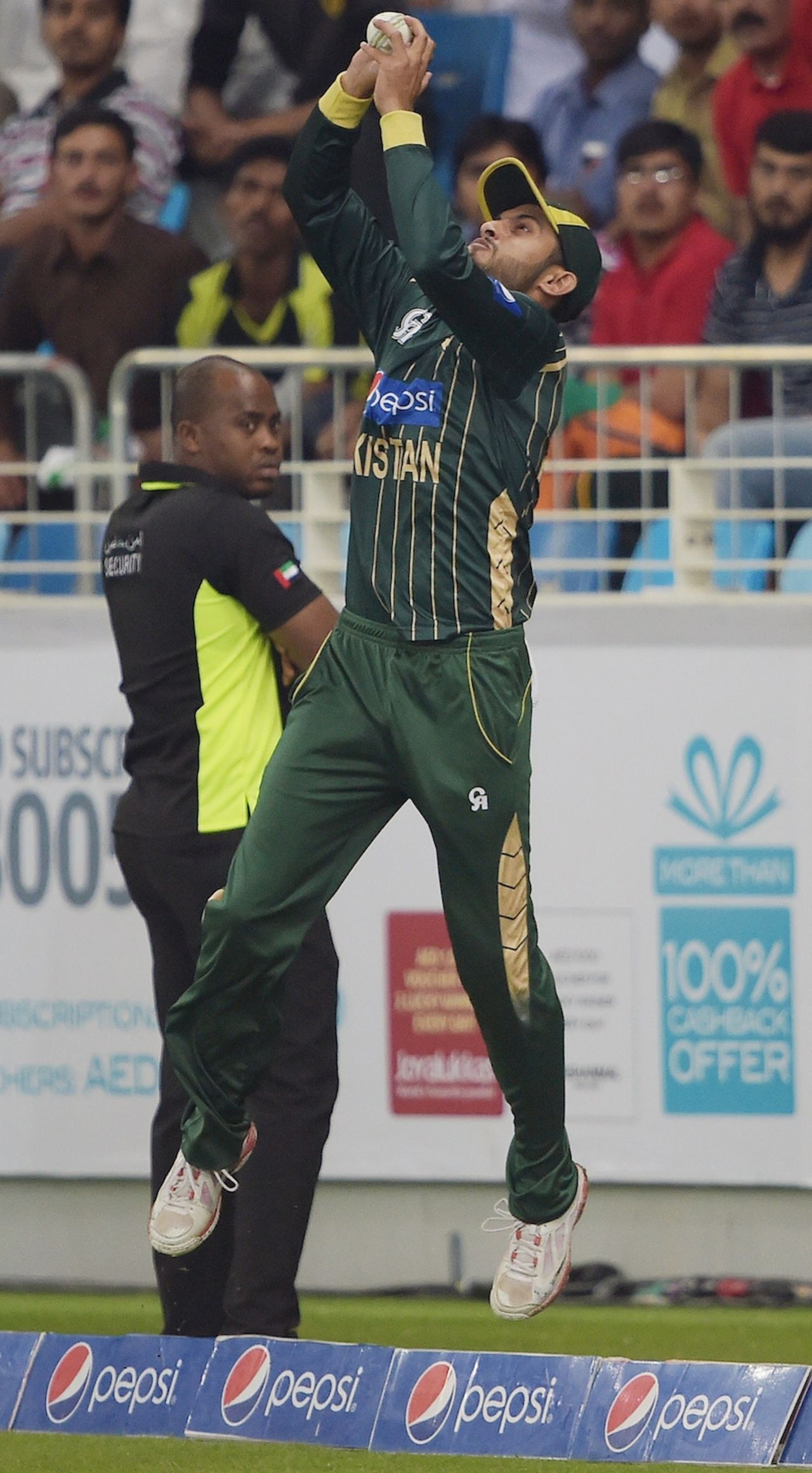 Saad Nasim caught Corey Anderson at the boundary, Pakistan v New Zealand, 1st T20, Dubai, December 4, 2014
