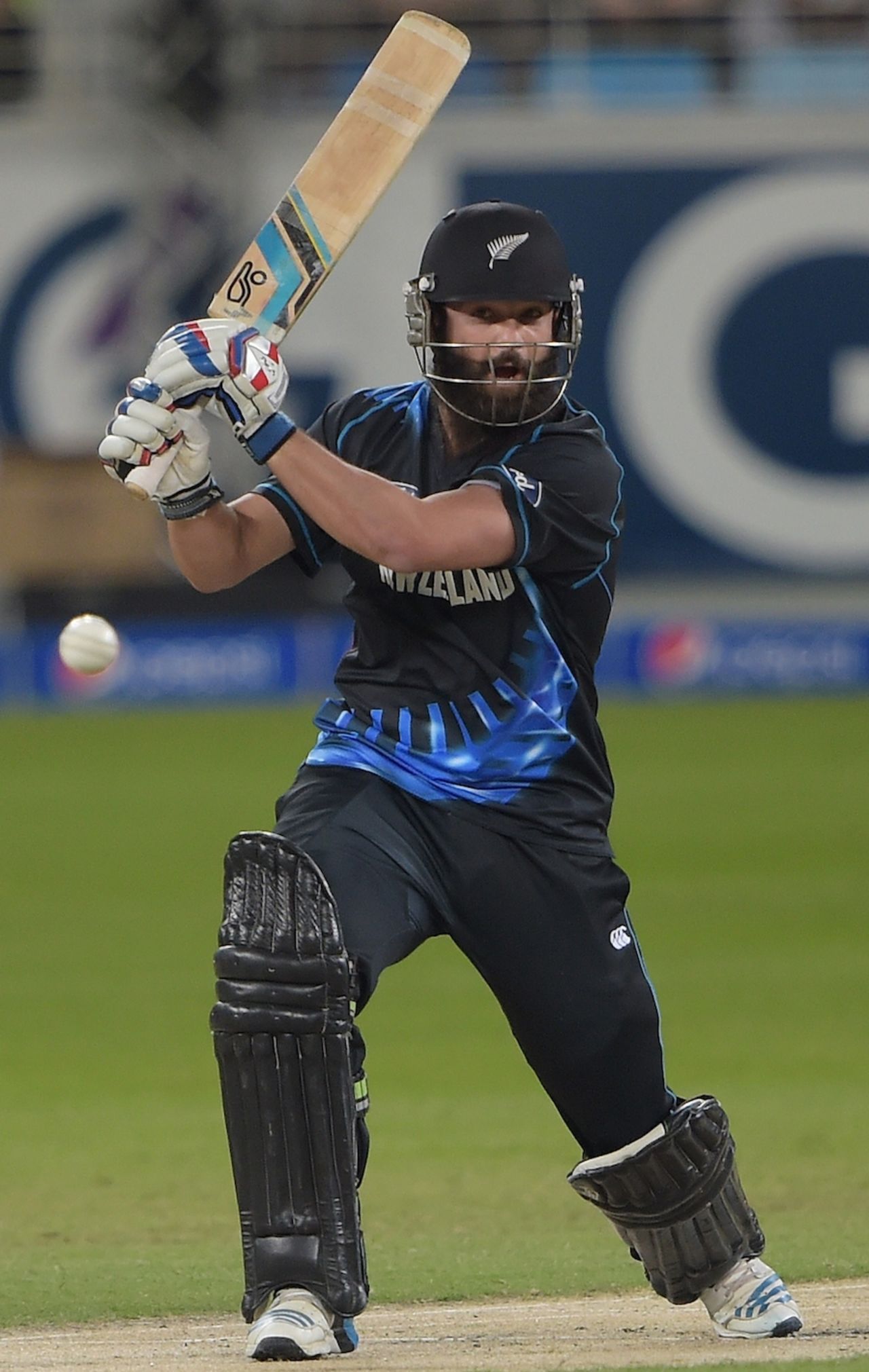 Anton Devcich forces one through the off side, Pakistan v New Zealand, 2nd T20I, Dubai, December 5, 2014