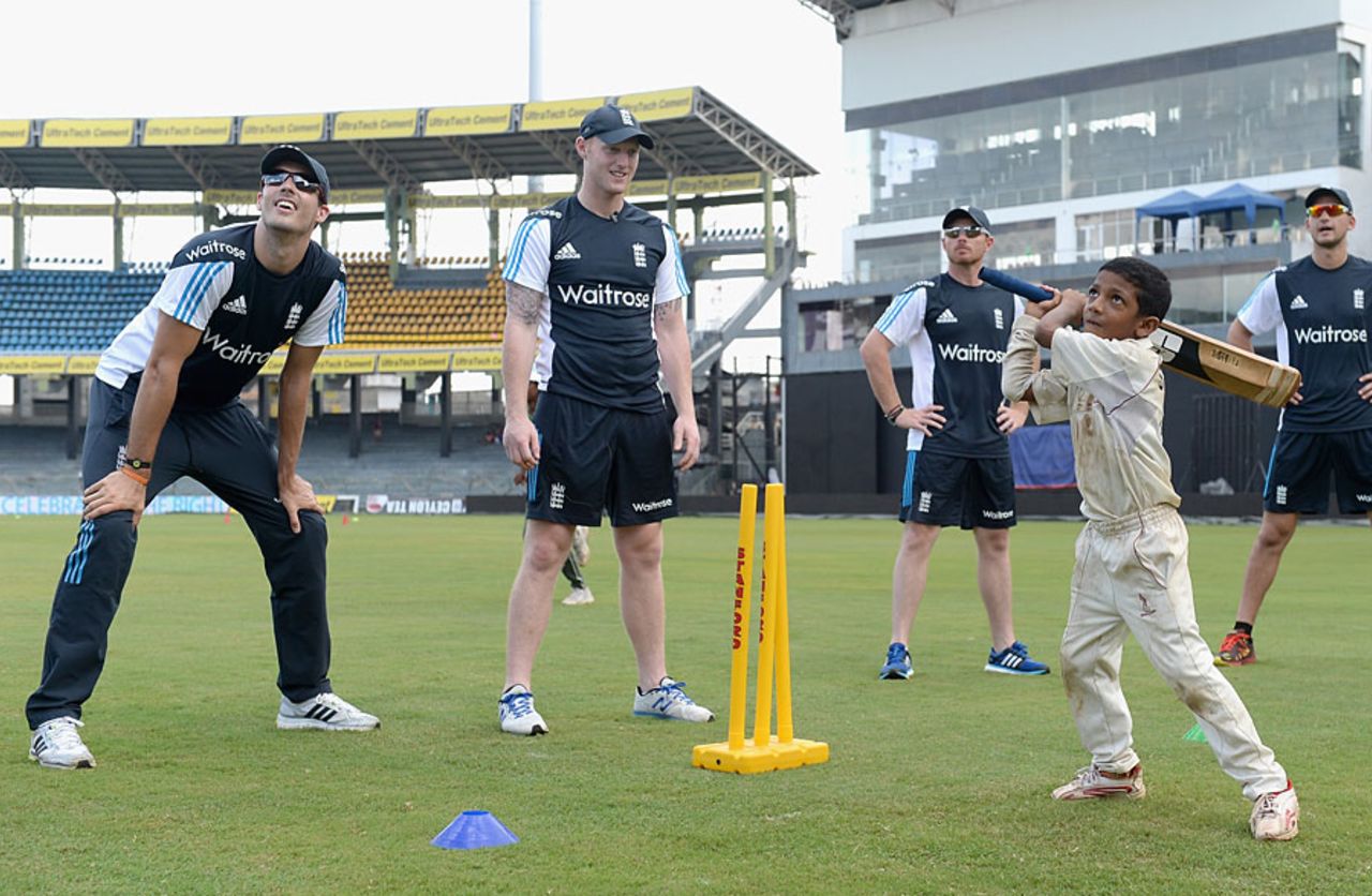 The England squad took part in a coaching clinic, Colombo, December 6, 2014