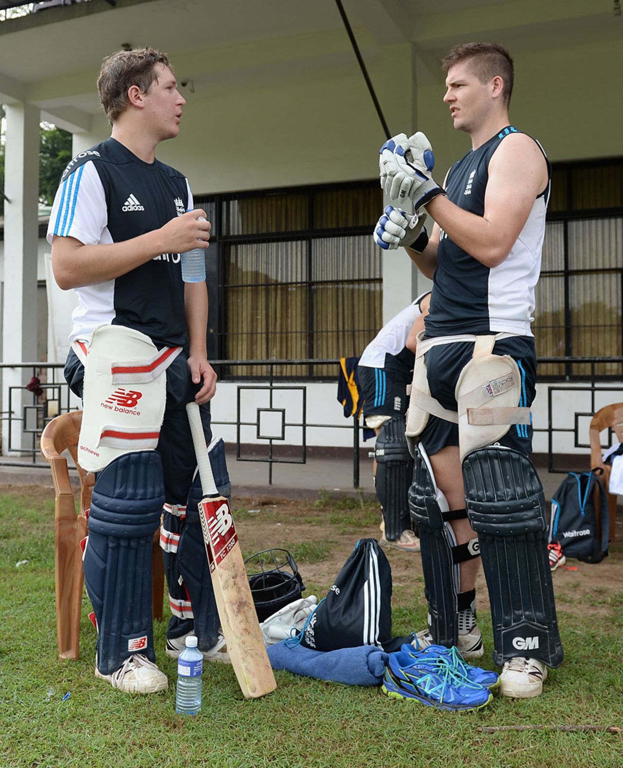 Yorkshire team-mates Gary Ballance and Alex Lees take a break, Colombo, December 6, 2014