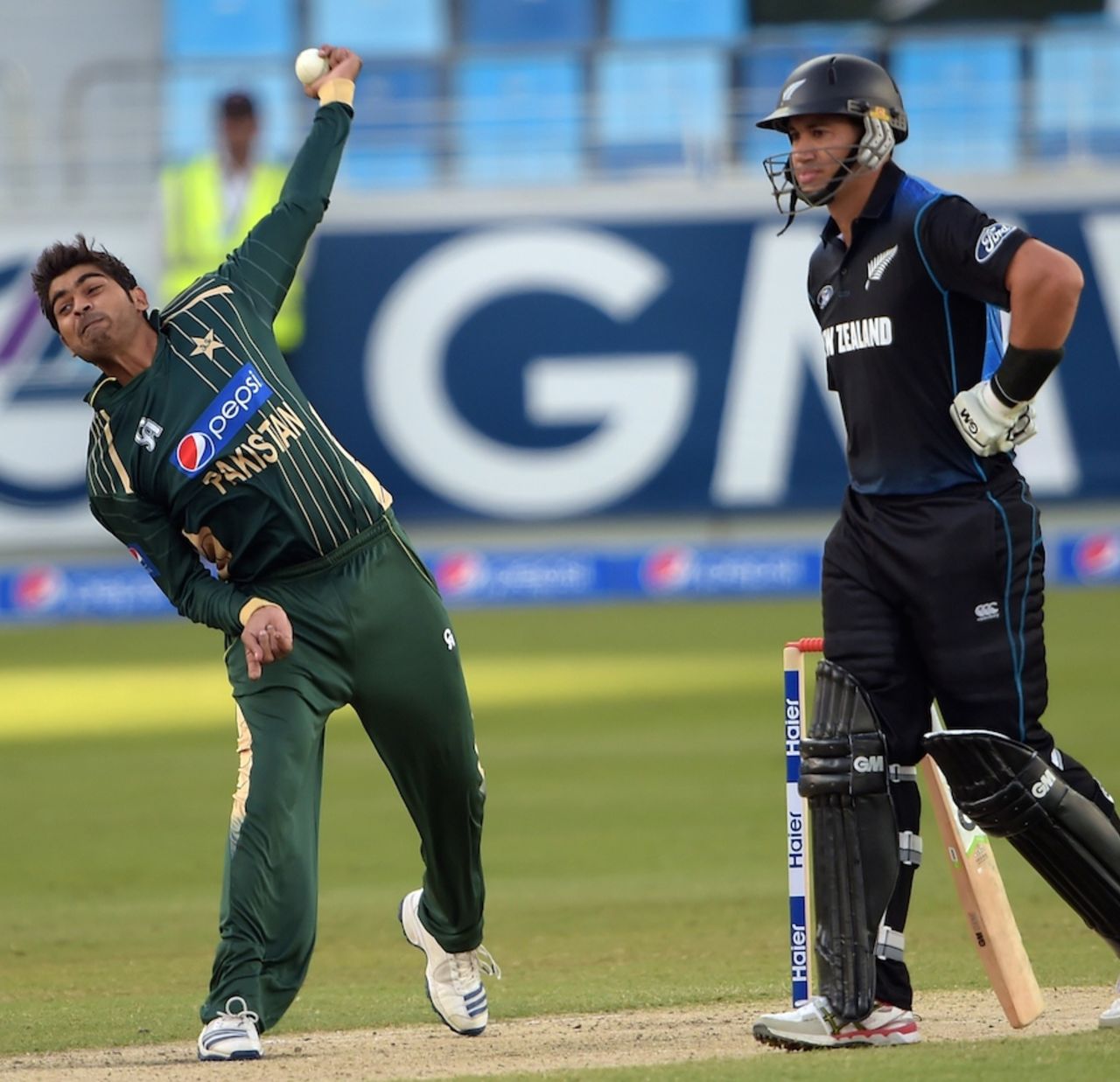 Haris Sohail was economical in his 10 overs of part-time spin, Pakistan v New Zealand, 1st ODI, Dubai, December 8, 2014