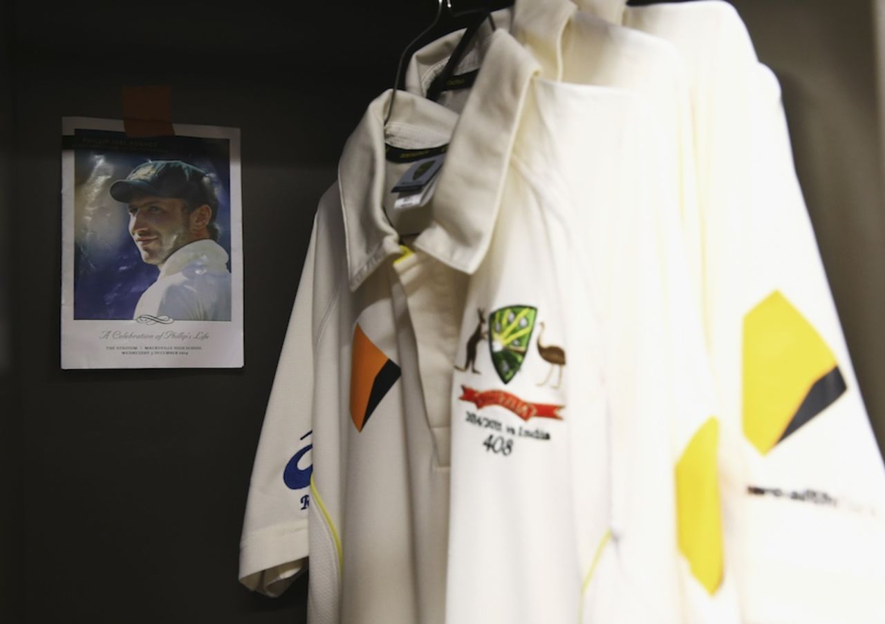 A tribute to Phillip Hughes in Australia's dressing room, Australia v India, 1st Test, Adelaide, 1st day, December 9, 2014