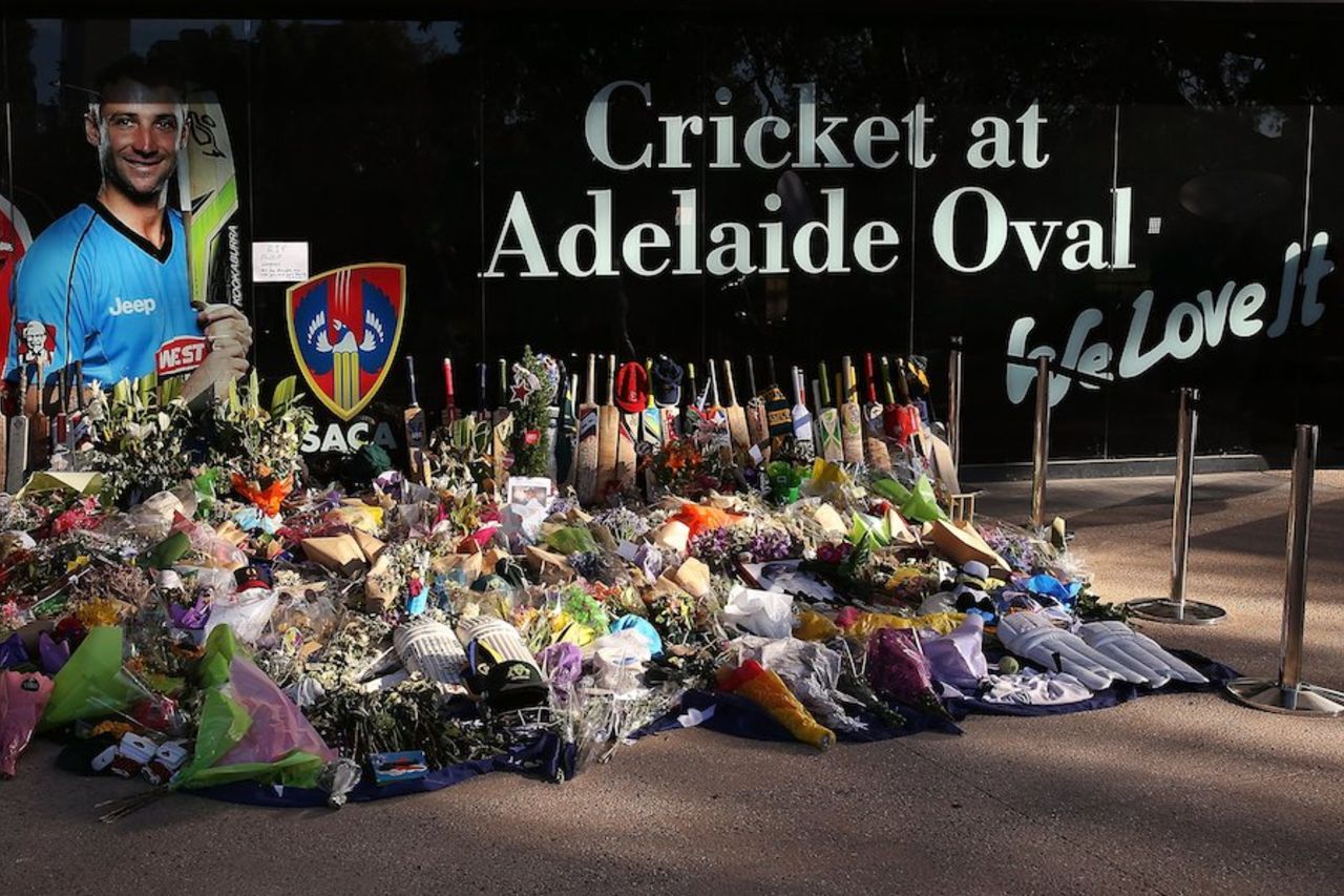 A tribute to Phillip Hughes in at the Adelaide Oval, Australia v India, 1st Test, Adelaide, 1st day, December 9, 2014