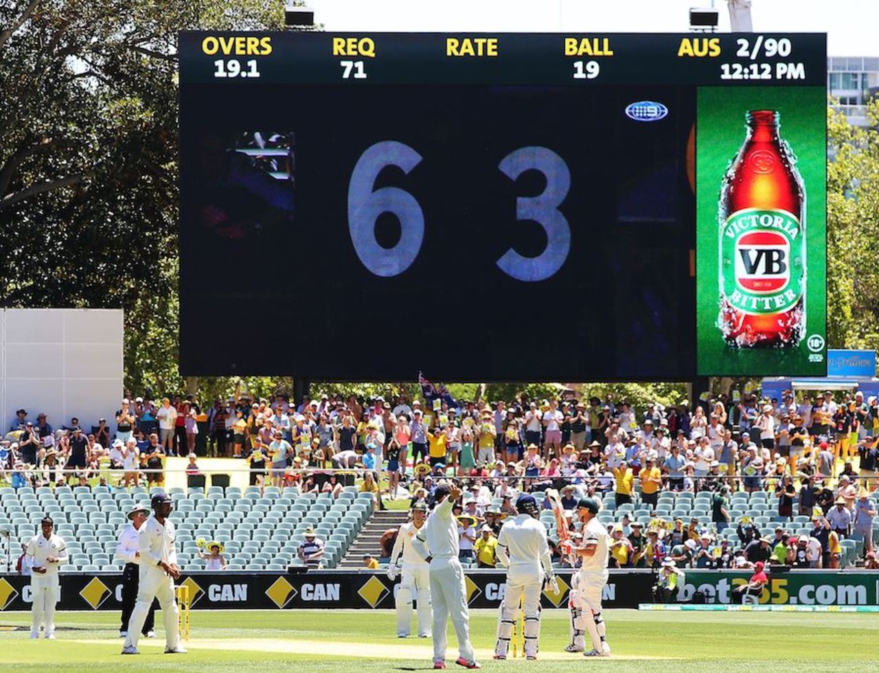 David Warner on 63 not out, Phillip Hughes' final score, Australia v India, 1st Test, Adelaide, 1st day, December 9, 2014