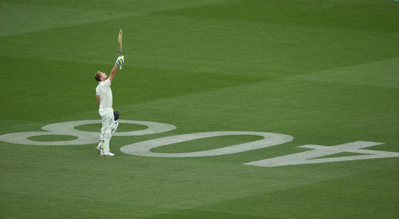 Steven Smith remembers Phillip Hughes after reaching his century, Australia v India, 1st Test, Adelaide, 2nd day, December 10, 2014