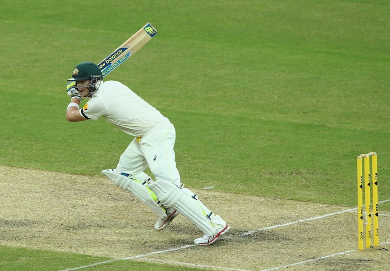 Steven Smith gets into unusual positions, Australia v India, 1st Test, Adelaide, 2nd day, December 10, 2014