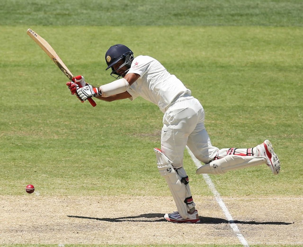 Cheteshwar Pujara plays the flick, Australia v India, 1st Test, Adelaide, 3rd day, December 11, 2014