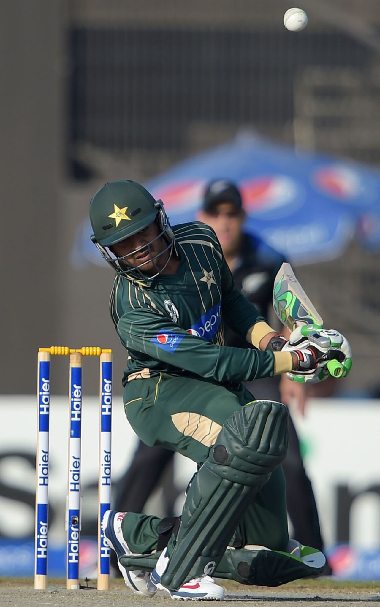Haris Sohail evades a short ball, Pakistan v New Zealand, 2nd ODI, Sharjah, December 12, 2014
