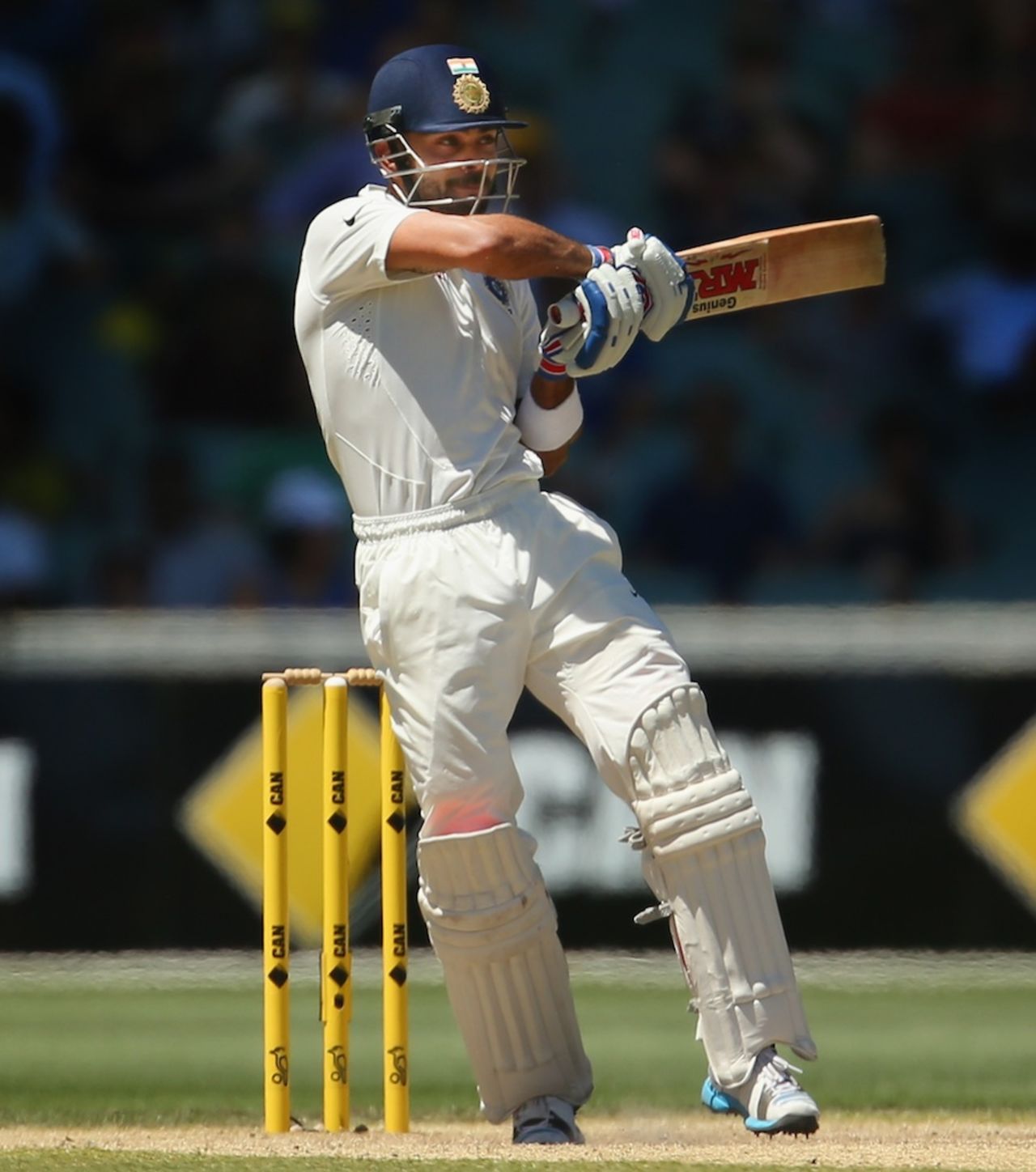 Virat Kohli pulls, Australia v India, 1st Test, Adelaide, 5th day, December 13, 2014
