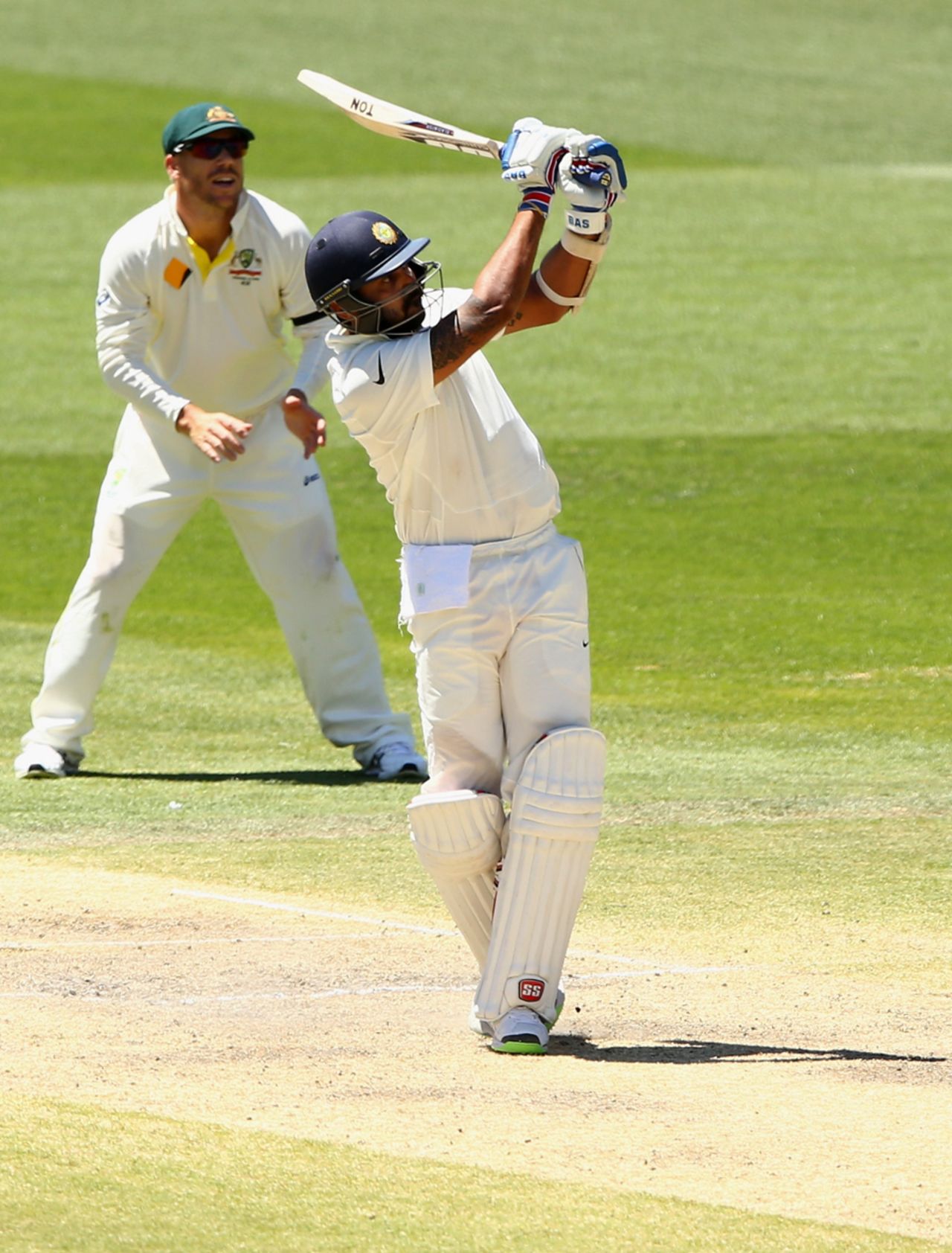 M Vijay hits out, Australia v India, 1st Test, Adelaide, 5th day, December 13, 2014