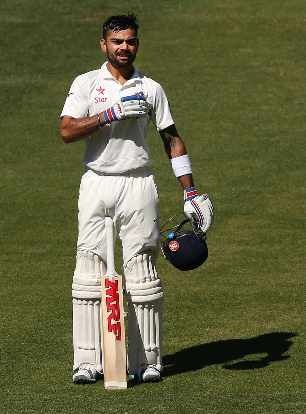 Virat Kohli became only the second player to score twin centuries on debut as captain, Australia v India, 1st Test, Adelaide, 5th day, December 13, 2014