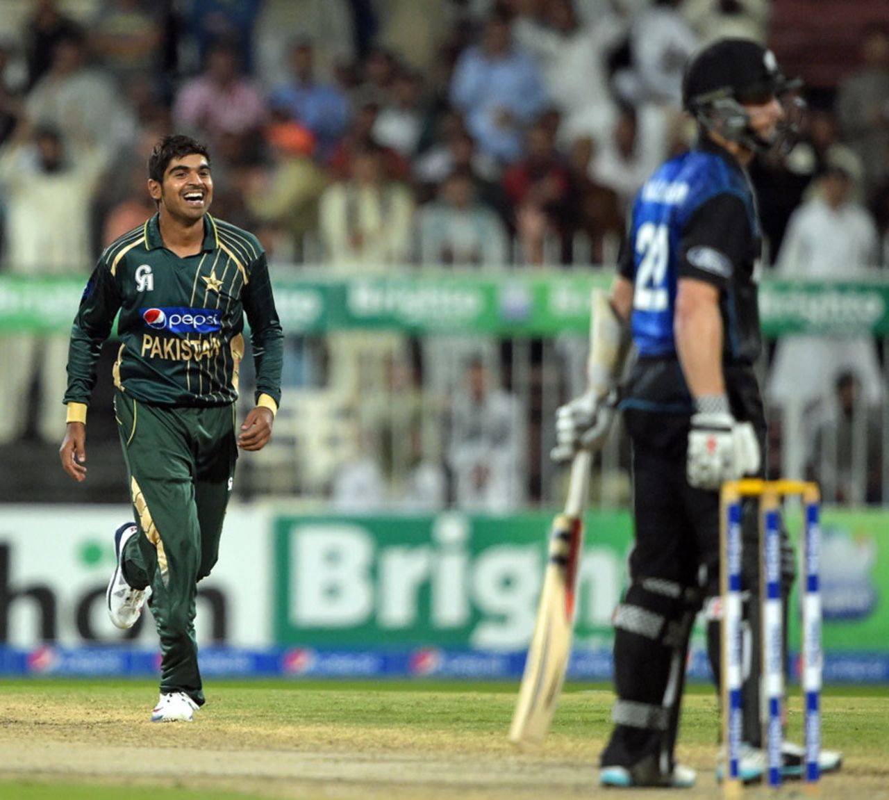 Haris Sohail celebrates after dismissing Kane Williamson, Pakistan v New Zealand, 3rd ODI, Sharjah, December 14, 2014