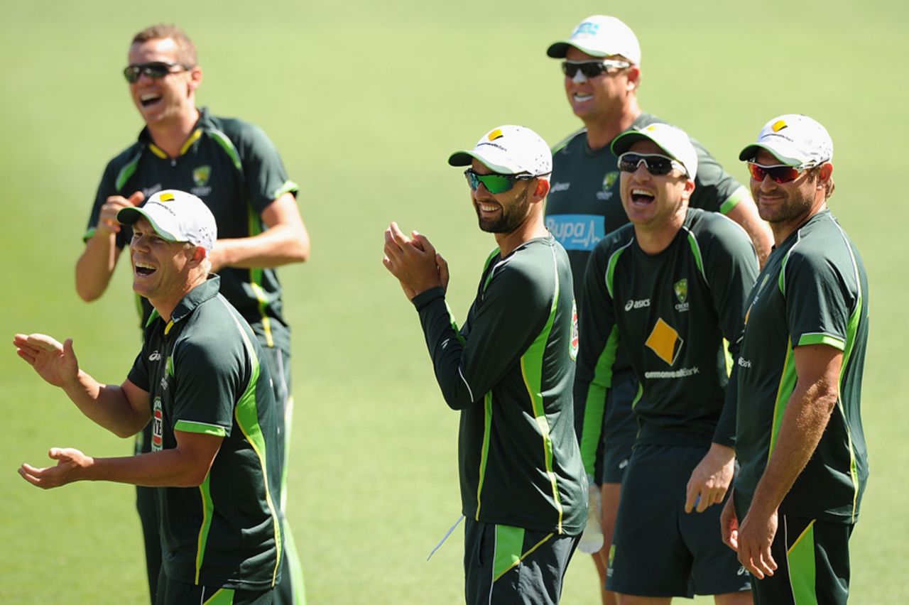Australia have a laugh at practice, Brisbane, December 15, 2014