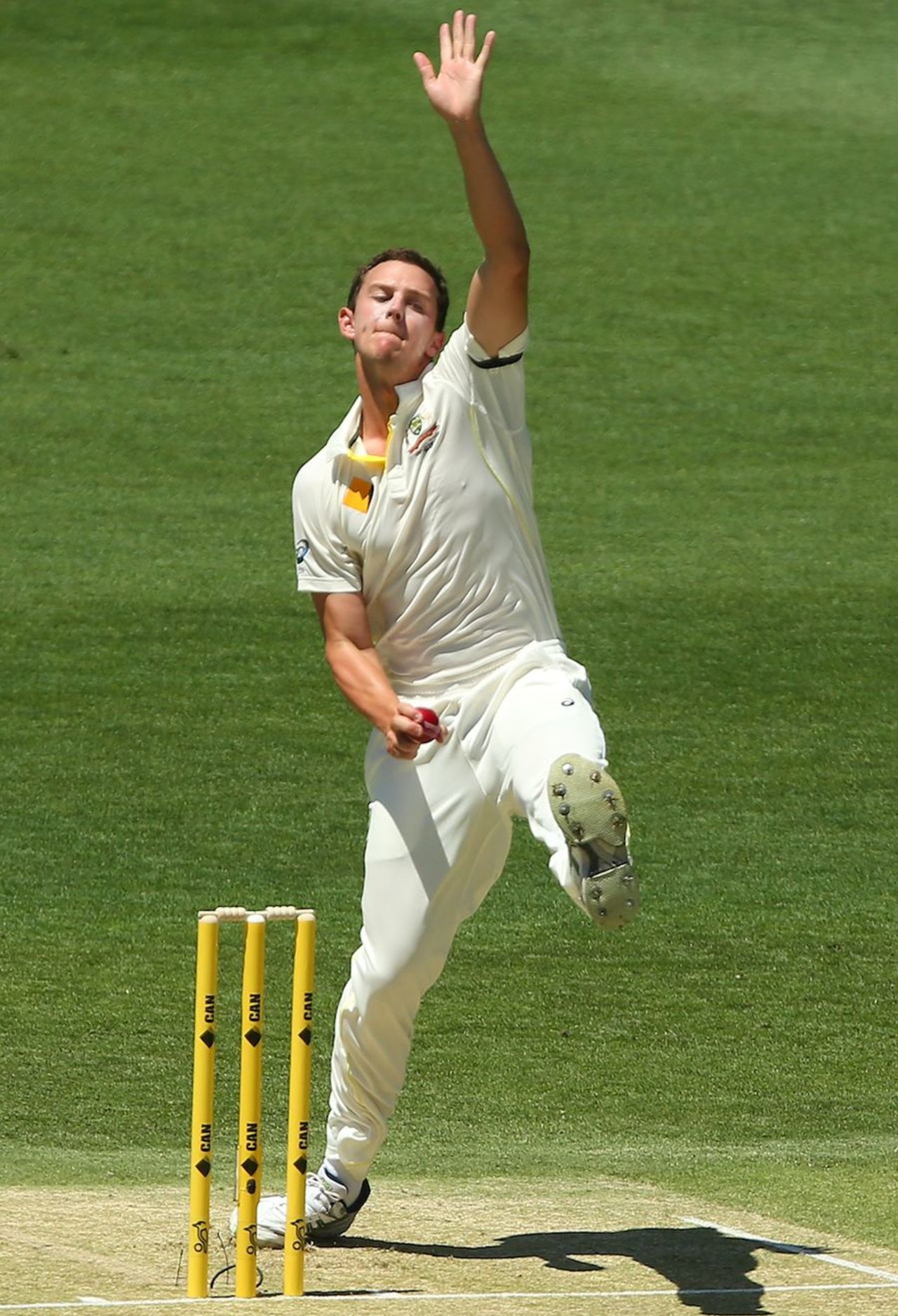 Josh Hazlewood bowls on Test debut, Australia v India, 2nd Test, Brisbane, 1st day, December 17, 2014
