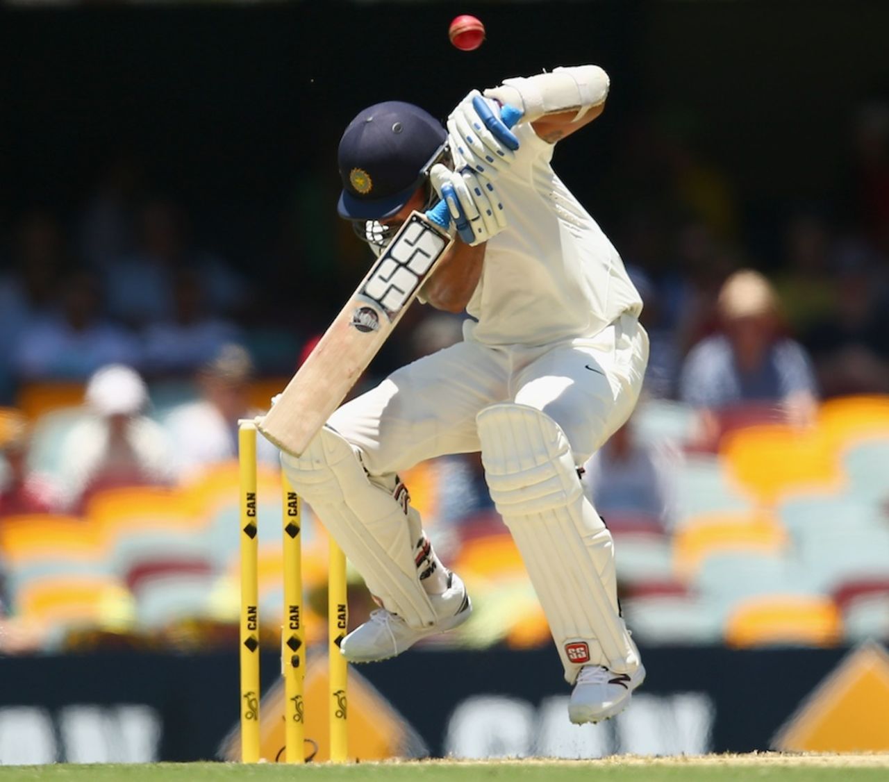 M Vijay tries to avoid a short ball, Australia v India, 2nd Test, Brisbane, 1st day, December 17, 2014