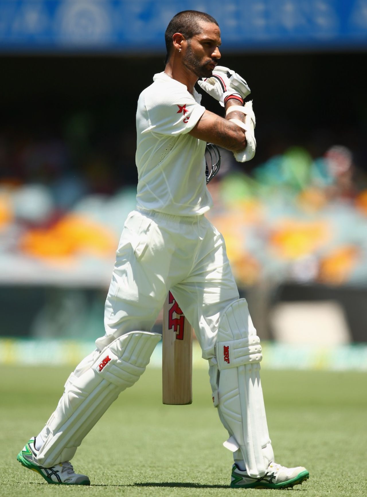 Shikhar Dhawan was dismissed for 24, Australia v India, 2nd Test, Brisbane, 1st day, December 17, 2014