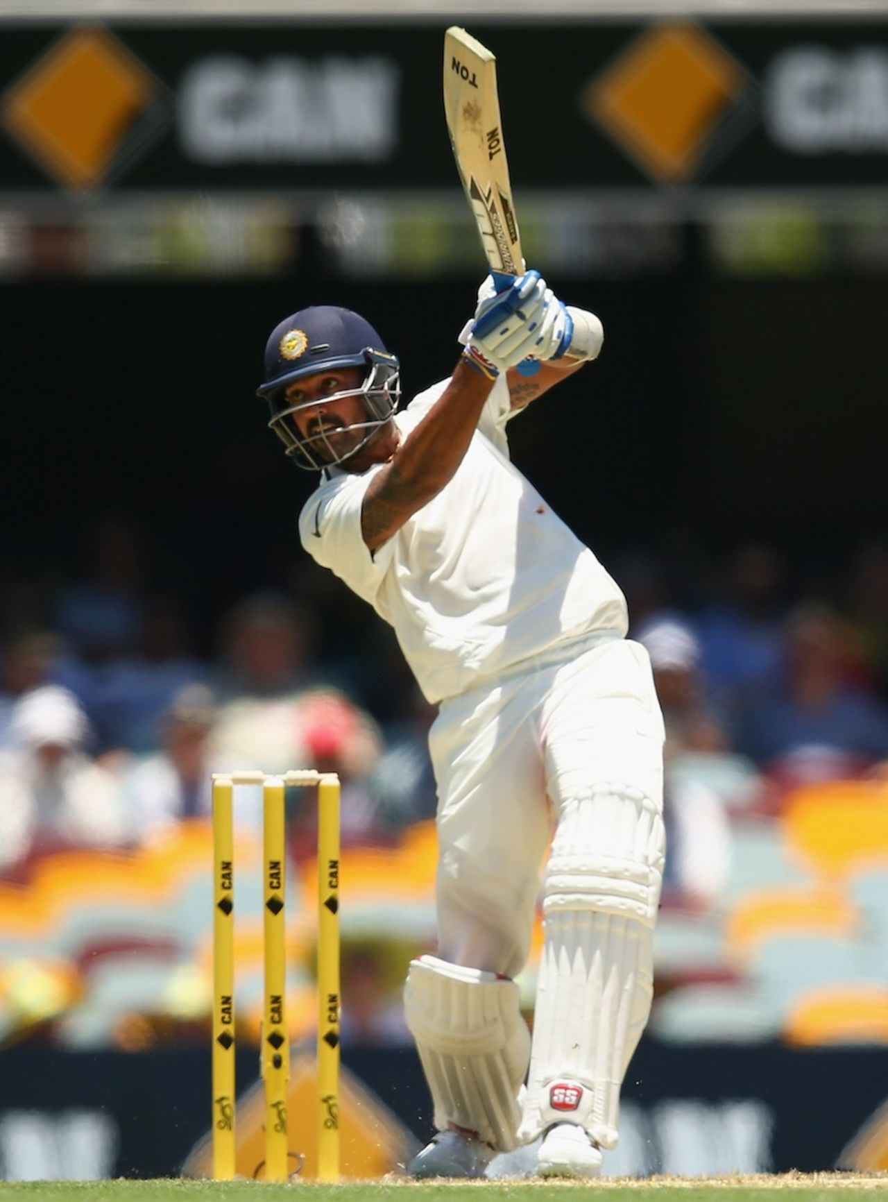 M Vijay drives through cover, Australia v India, 2nd Test, Brisbane, 1st day, December 17, 2014