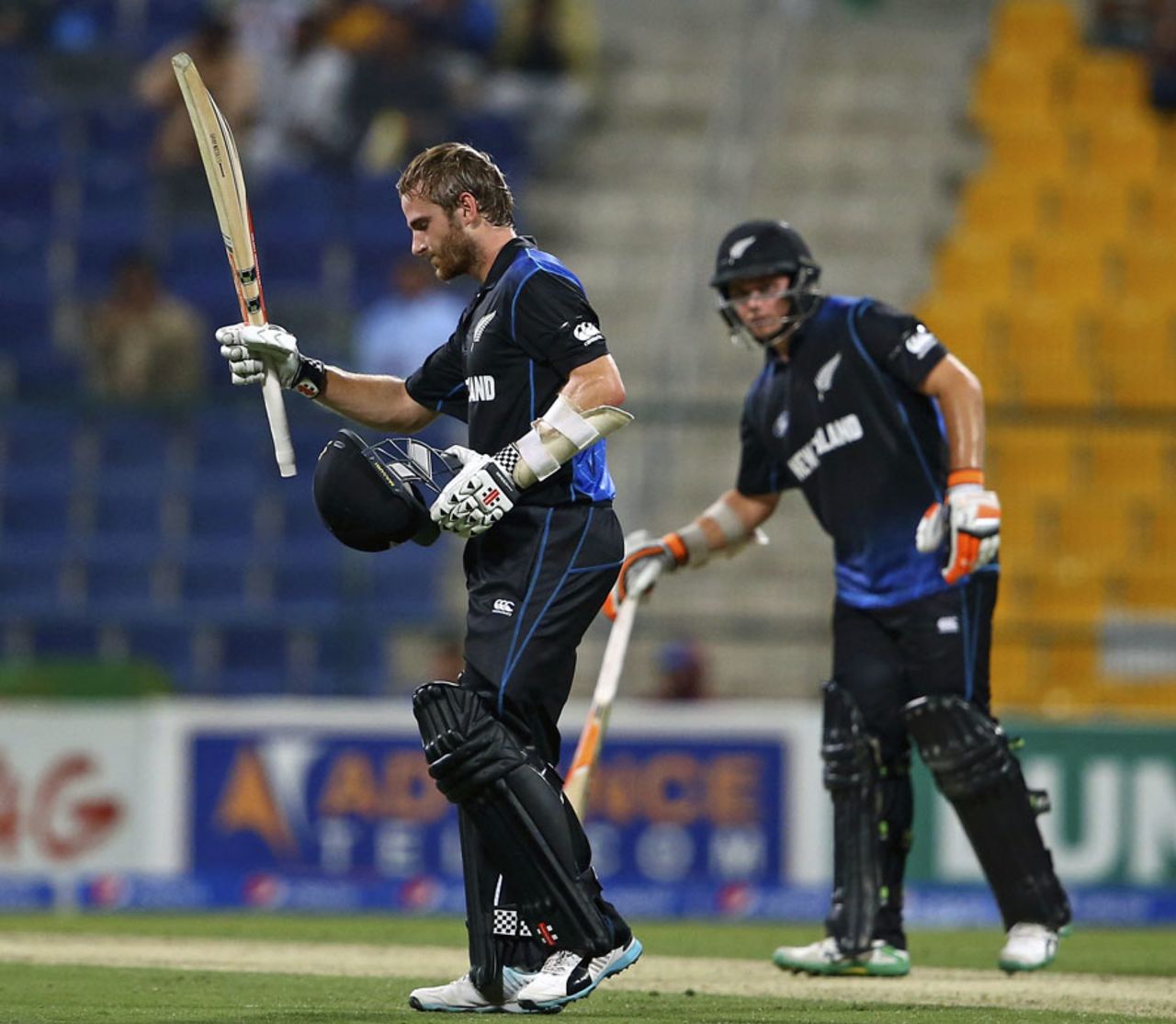 Kane Williamson acknowledges the applause after reaching a century, Pakistan v New Zealand, 4th ODI, Abu Dhabi, December 17, 2014