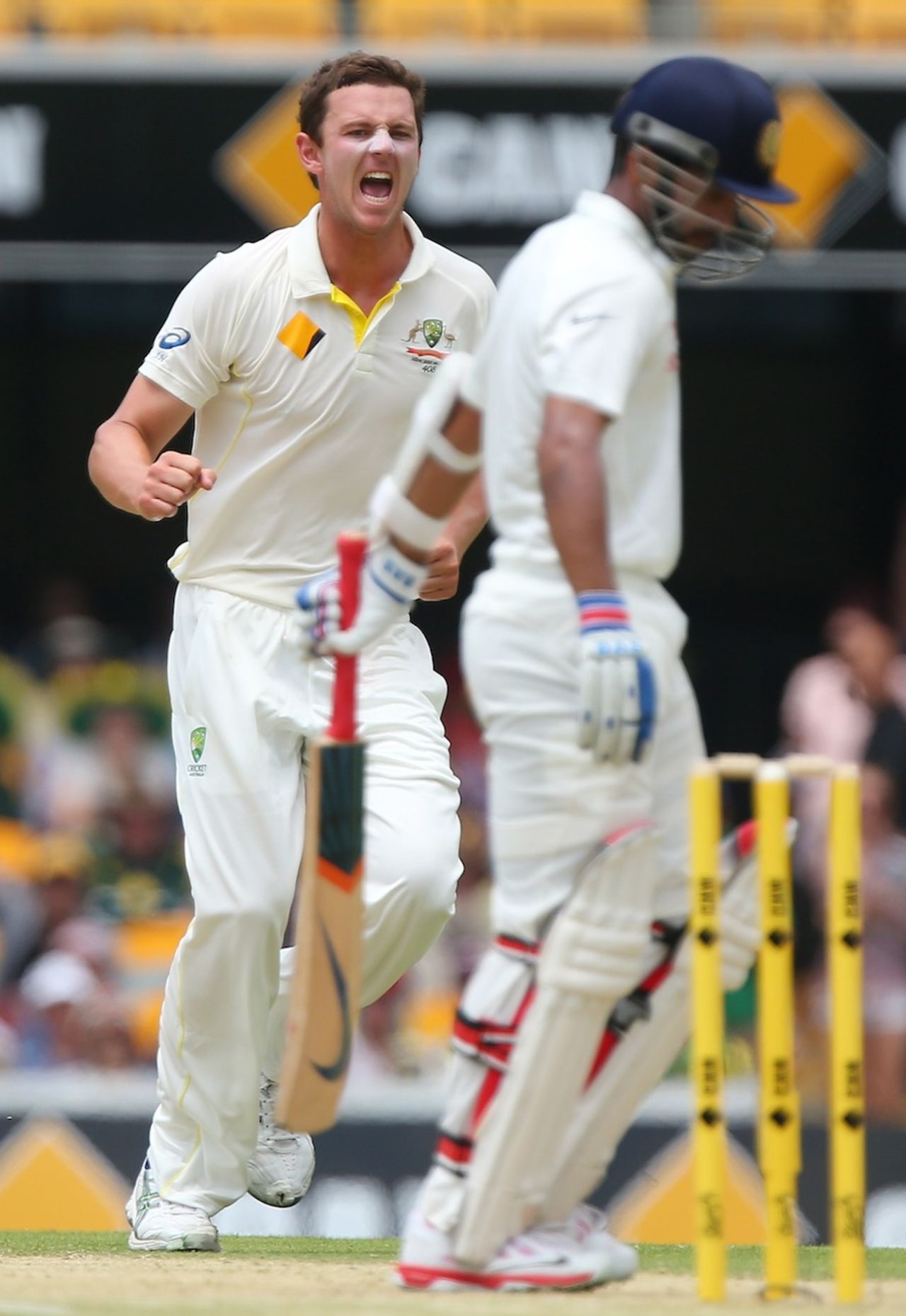 Josh Hazlewood had Ajinkya Rahane caught behind, Australia v India, 2nd Test, Brisbane, 2nd day, December 18, 2014