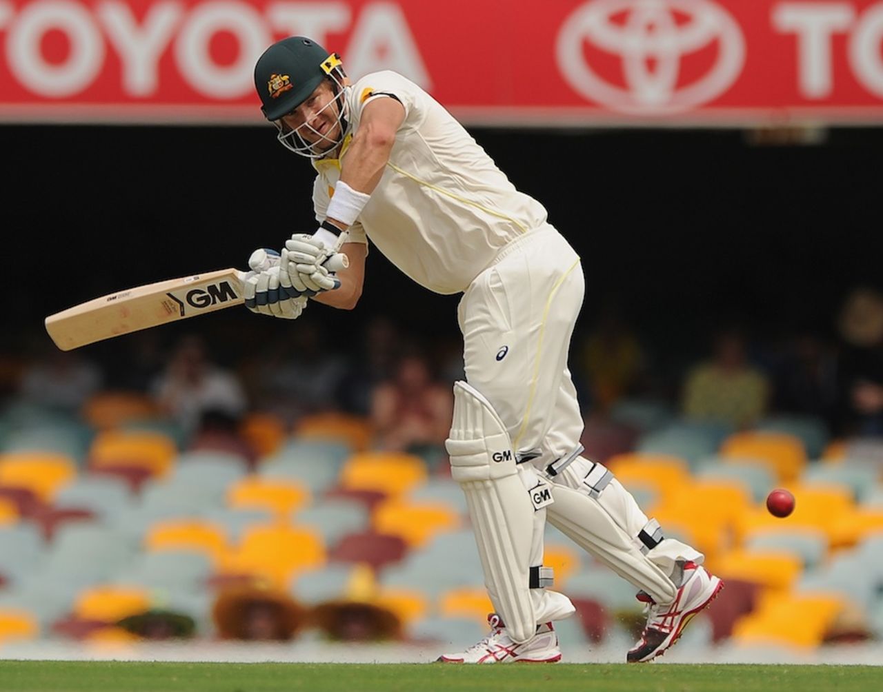 Shane Watson plays on the leg side, Australia v India, 2nd Test, Brisbane, 2nd day, December 18, 2014