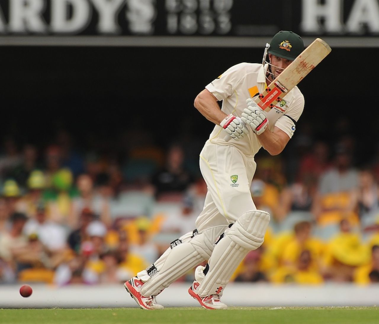 Shaun Marsh plays the ball behind square, Australia v India, 2nd Test, Brisbane, 2nd day, December 18, 2014