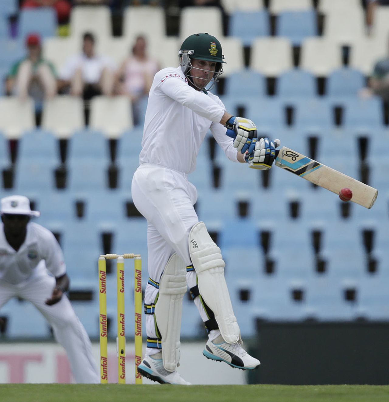 Stiaan van Zyl whips away a pull, South Africa v West Indies, 1st Test, Centurion, 2nd day, December 18, 2014