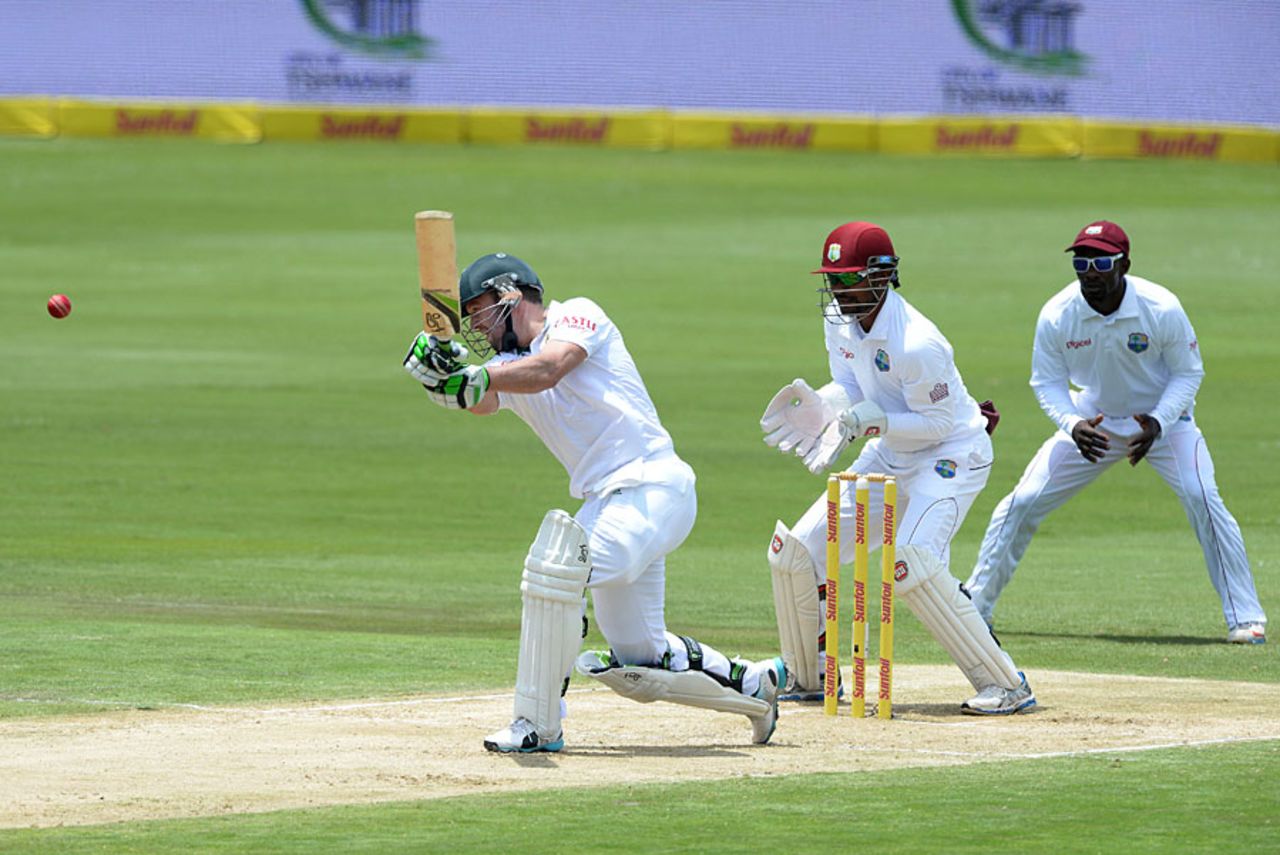 AB de Villiers drove to backward point, South Africa v West Indies, 1st Test, Centurion, 2nd day, December 18, 2014