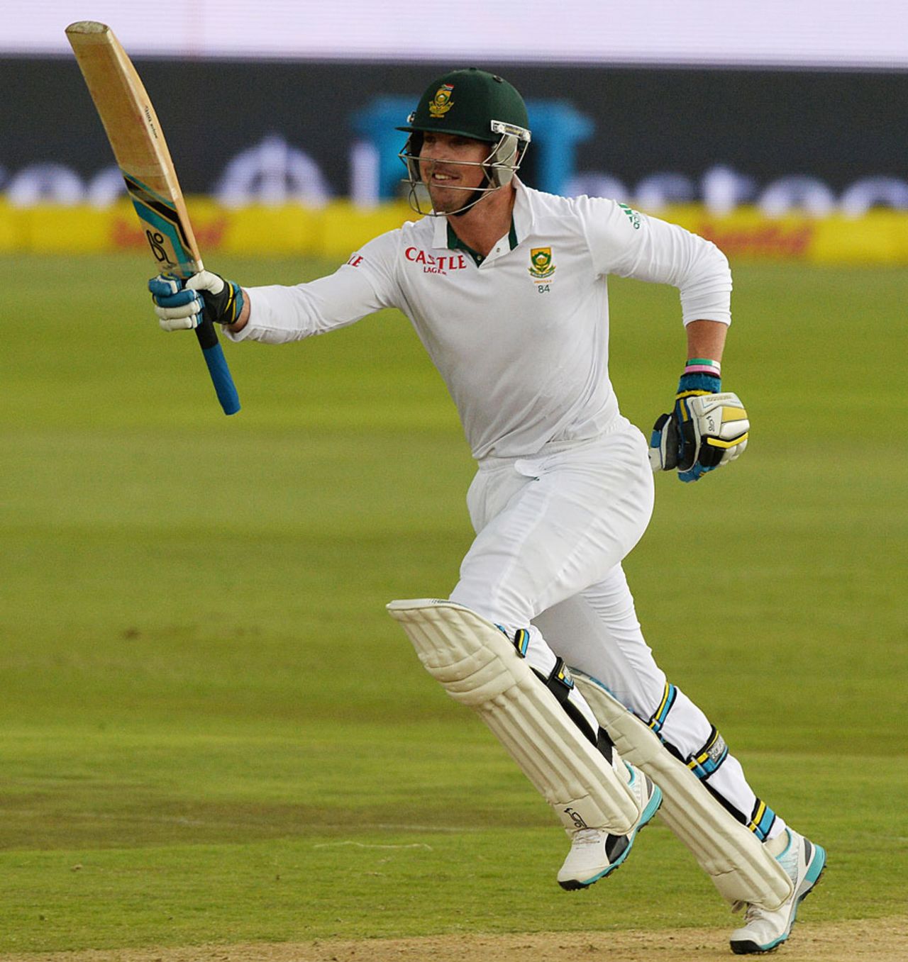 Stiaan van Zyl runs through to complete his hundred, South Africa v West Indies, 1st Test, Centurion, 2nd day, December 18, 2014