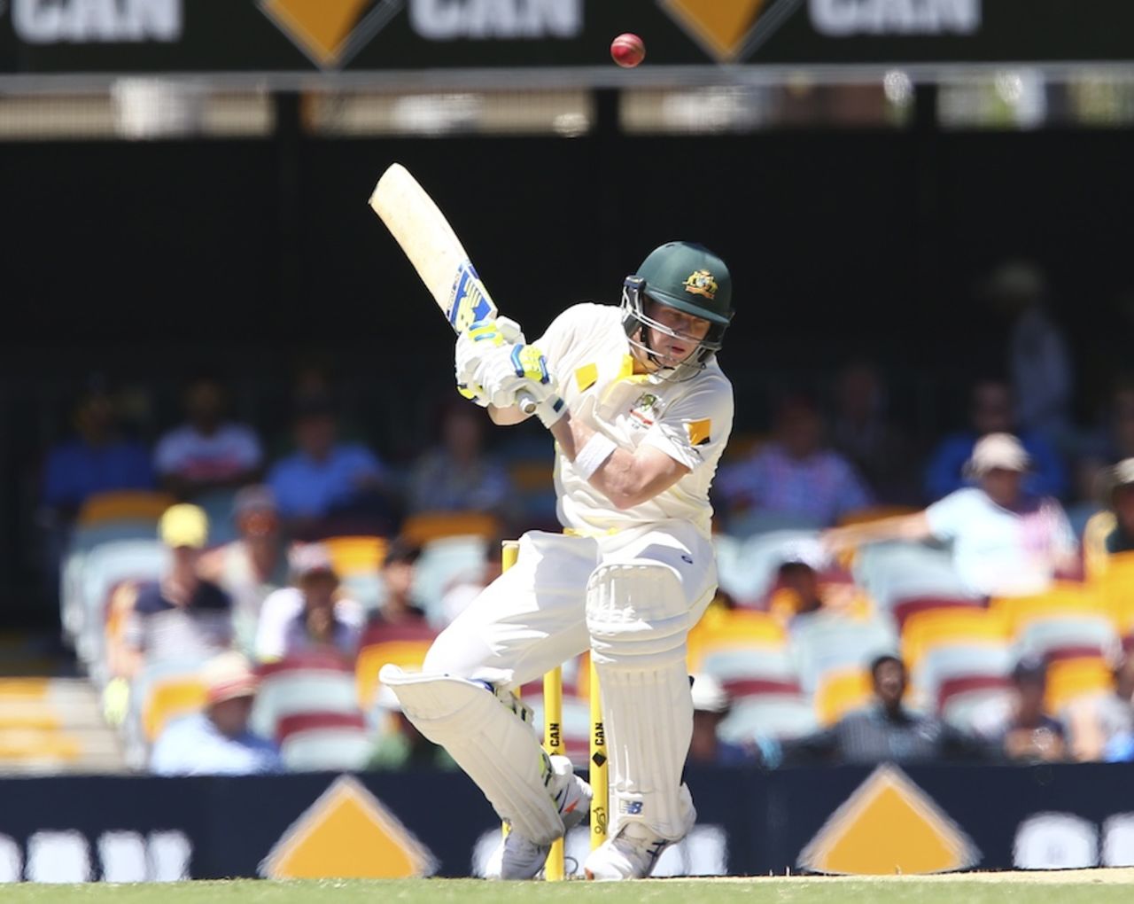 Steven Smith ducks under a bouncer, Australia v India, 2nd Test, Brisbane, 3rd day, December 19, 2014