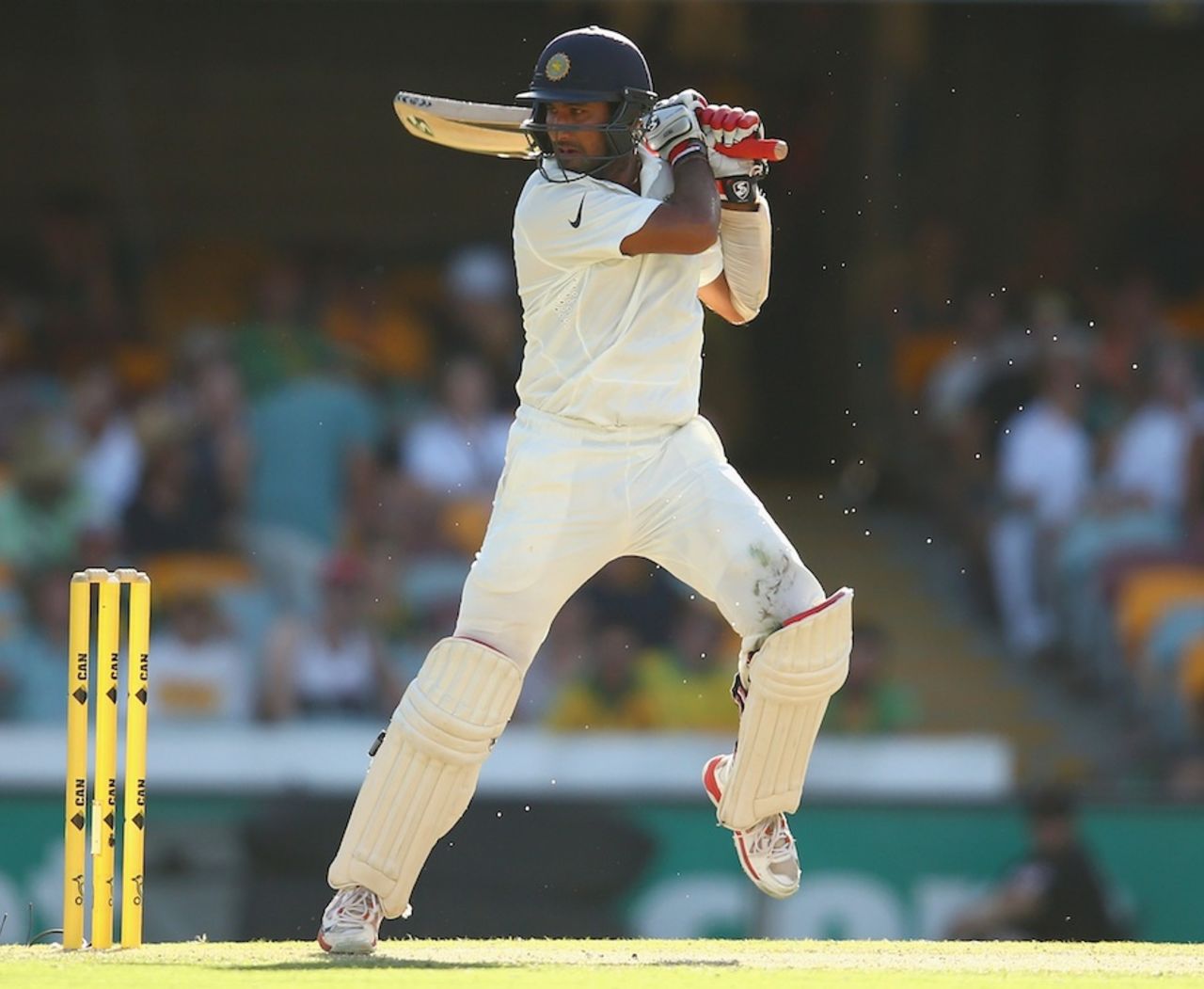 Cheteshwar Pujara cuts behind square, Australia v India, 2nd Test, Brisbane, 3rd day, December 19, 2014