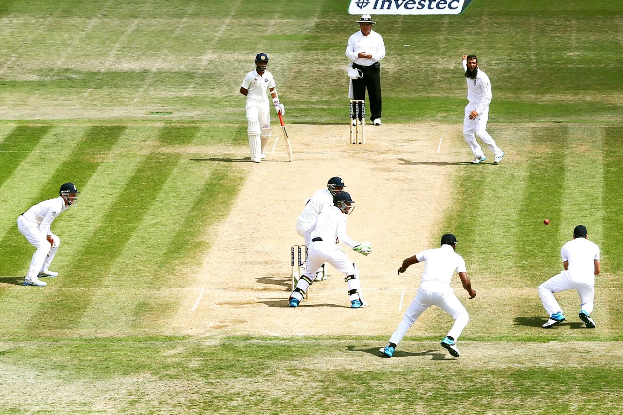 James Anderson takes a catch at gully to dismiss Bhuvneshwar Kumar off Moeen Ali, England v India, 3rd Investec Test, Ageas Bowl, 5th day, July 31, 2014
