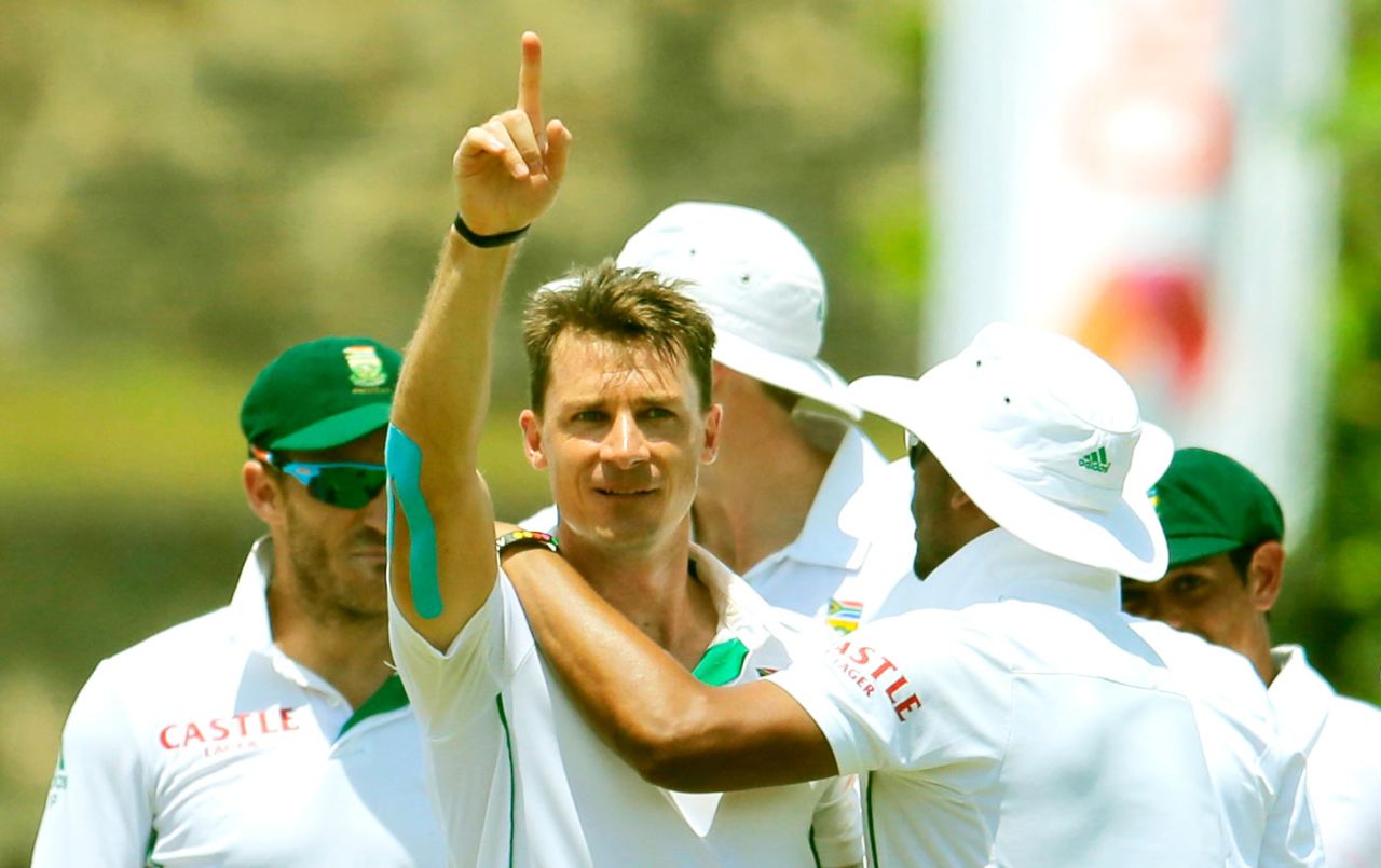 Dale Steyn celebrates a wicket, Sri Lanka v South Africa, 1st Test, Galle, 5th day, July 20, 2014