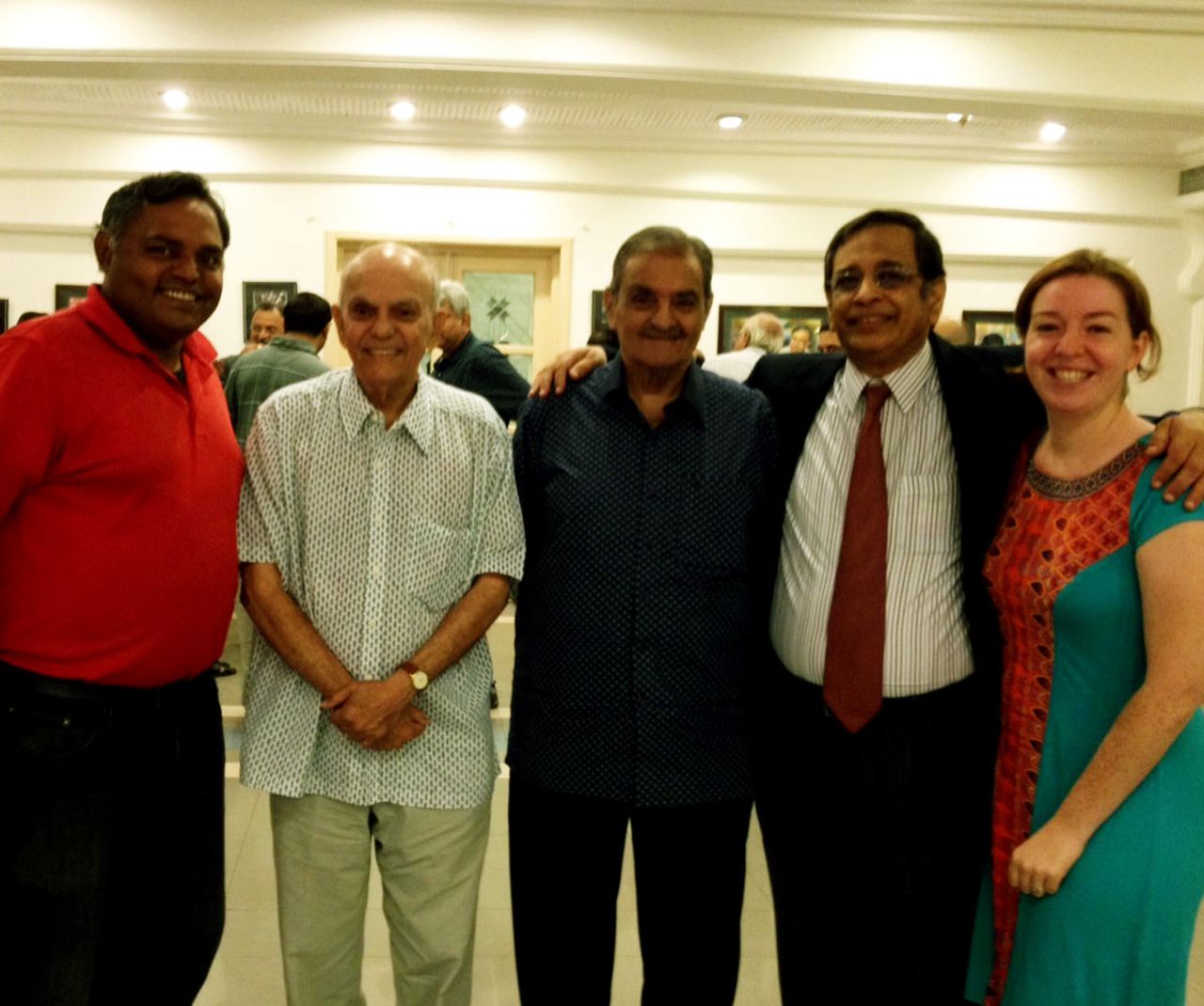 Subash Jayaraman (extreme left) and his wife Kathleen with former India cricketers Madhav Apte (second from left) and Nari Contractor (middle), Cricket Club of India, Mumbai