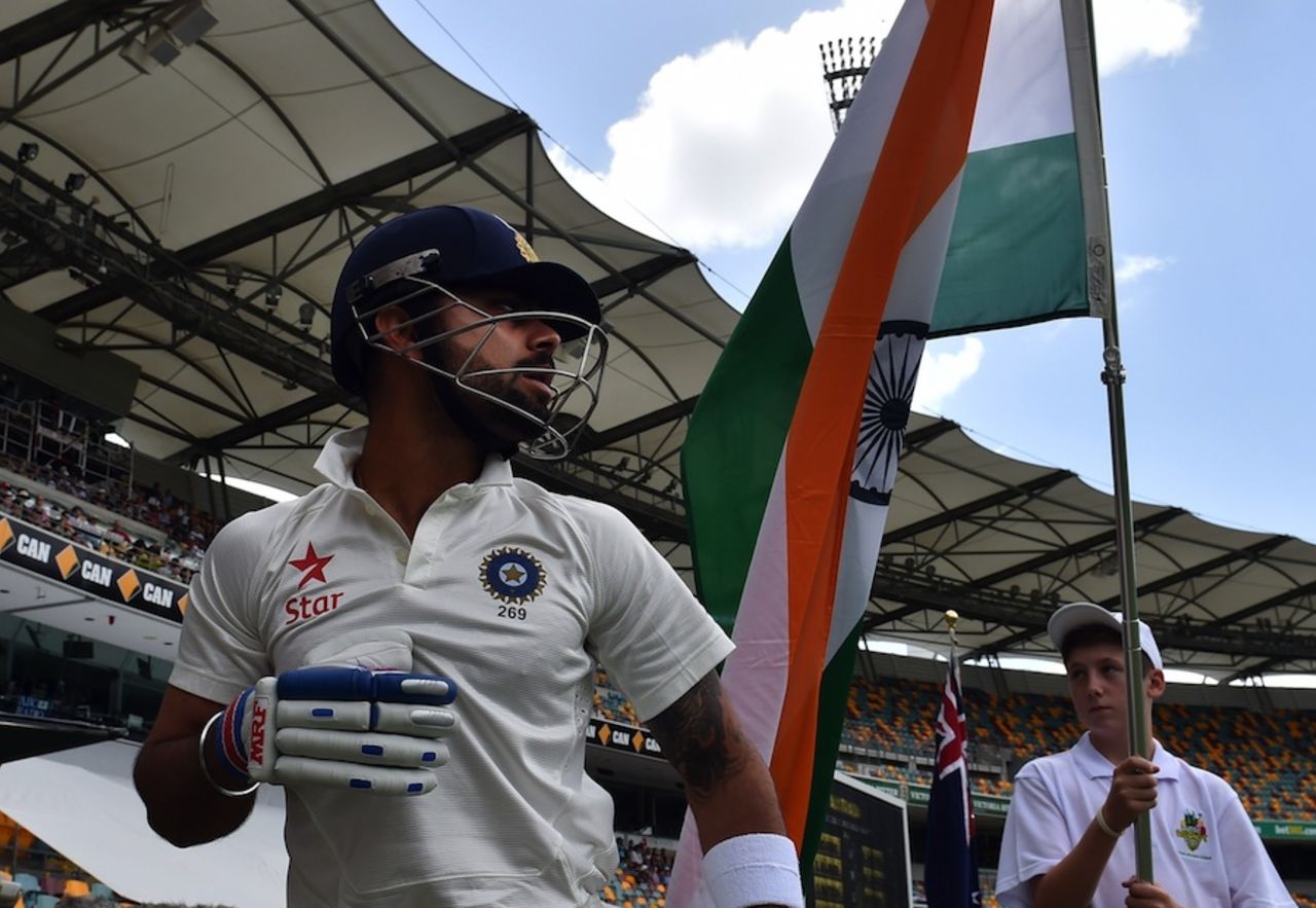 Virat Kohli came out to bat for the injured Shikhar Dhawan, Australia v India, 2nd Test, Brisbane, 4th day, December 20, 2014