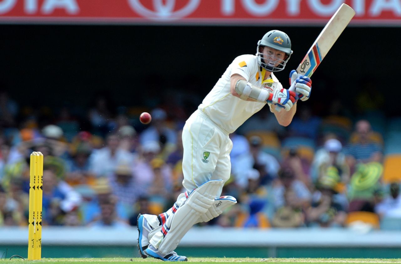 Chris Rogers flicks one on his way to a half-century, Australia v India, 2nd Test, Brisbane, 4th day, December 20, 2014