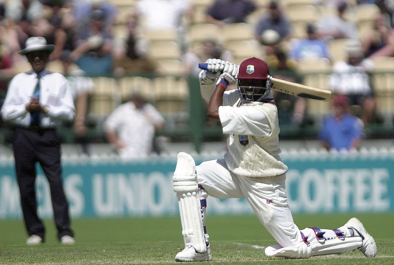 Brian Lara plays the cover drive, Australia v West Indies, 3rd Test, Adelaide, 1st day, December 15, 2000 
