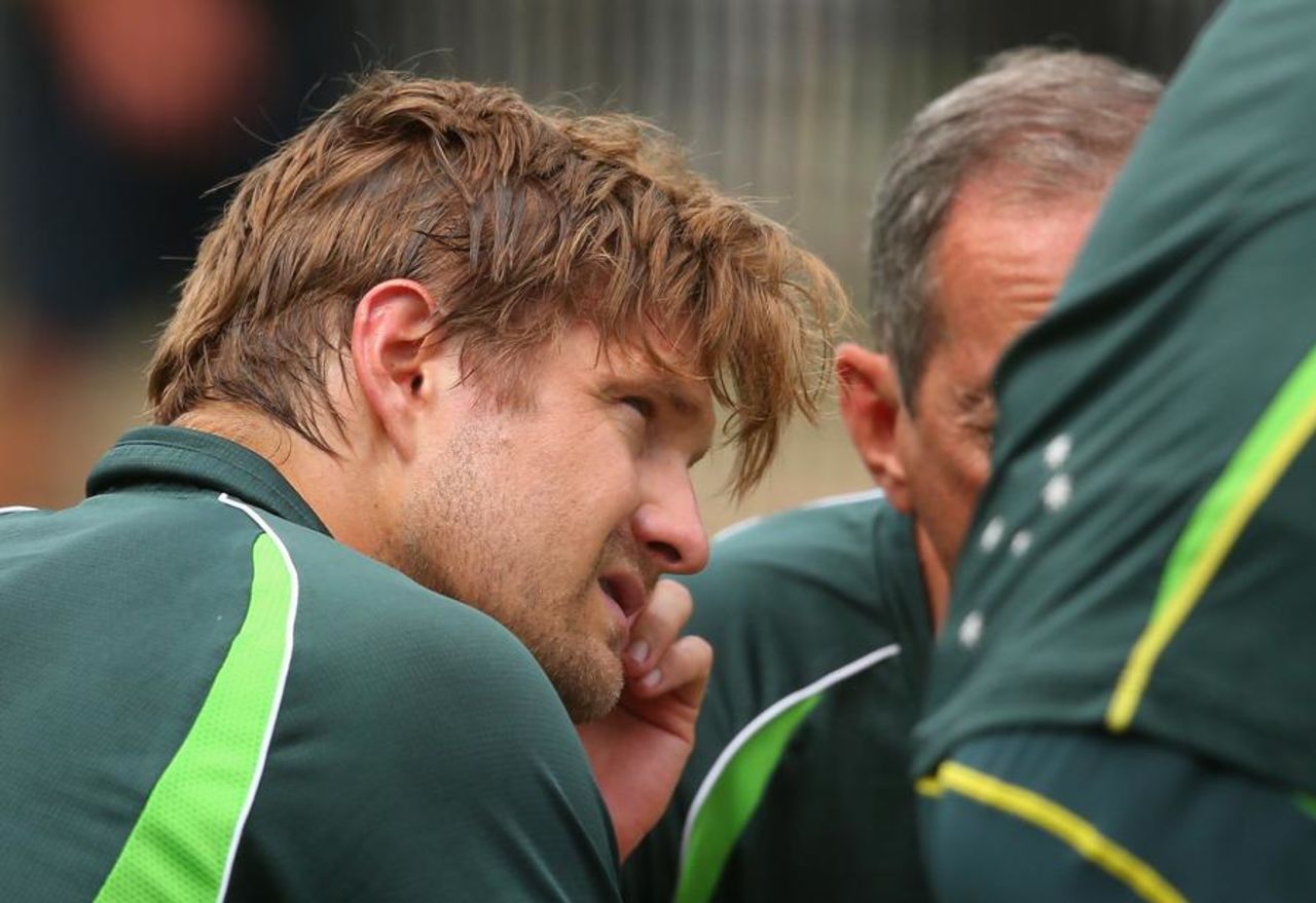 Shane Watson after being struck in the helmet by a bouncer at training, Melbourne, December 23, 2014