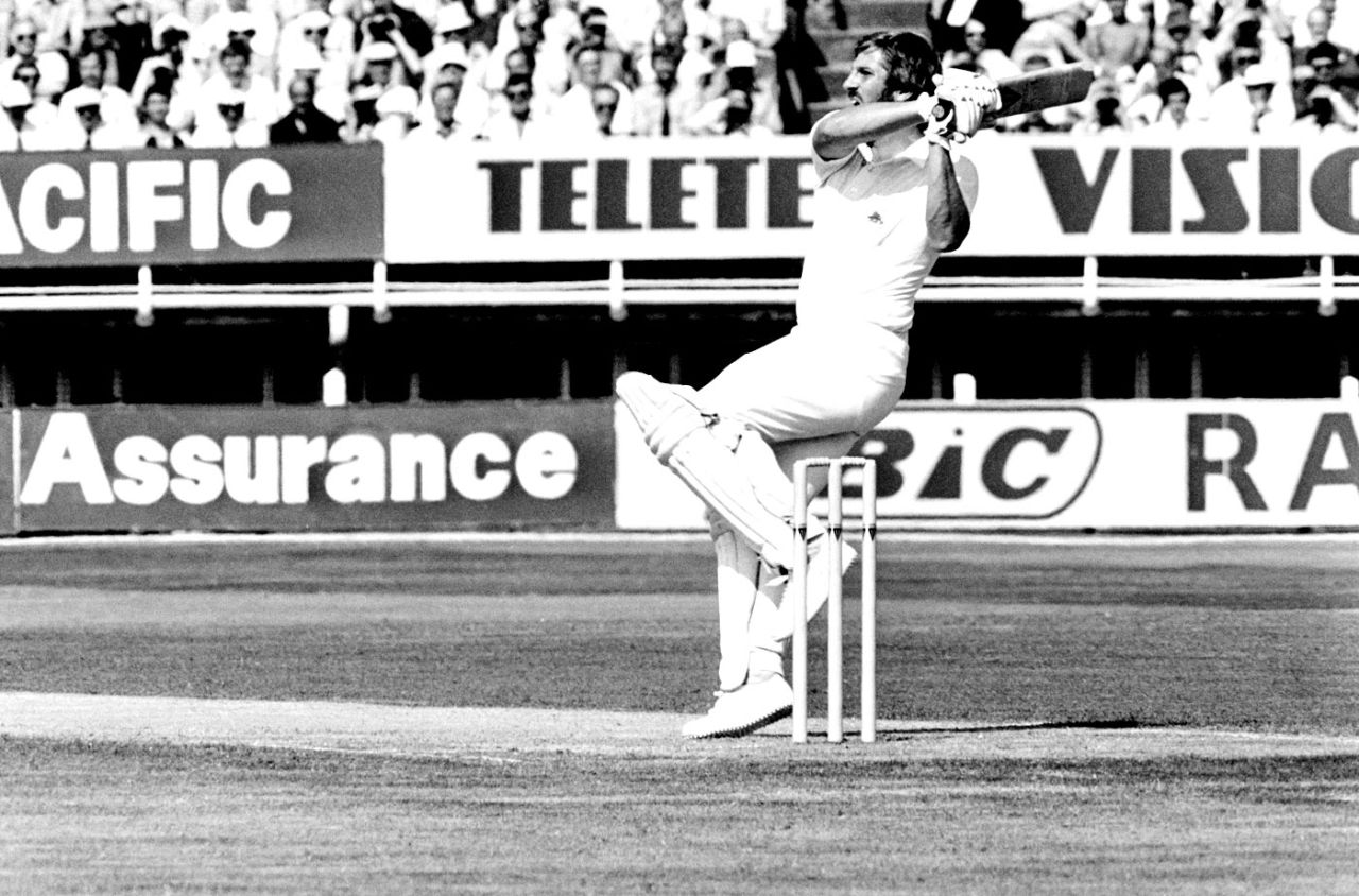Ian Botham hooks Rodney Hogg for a boundary, England v Australia, 4th Test, Edgbaston, 1st day, July 30, 1981